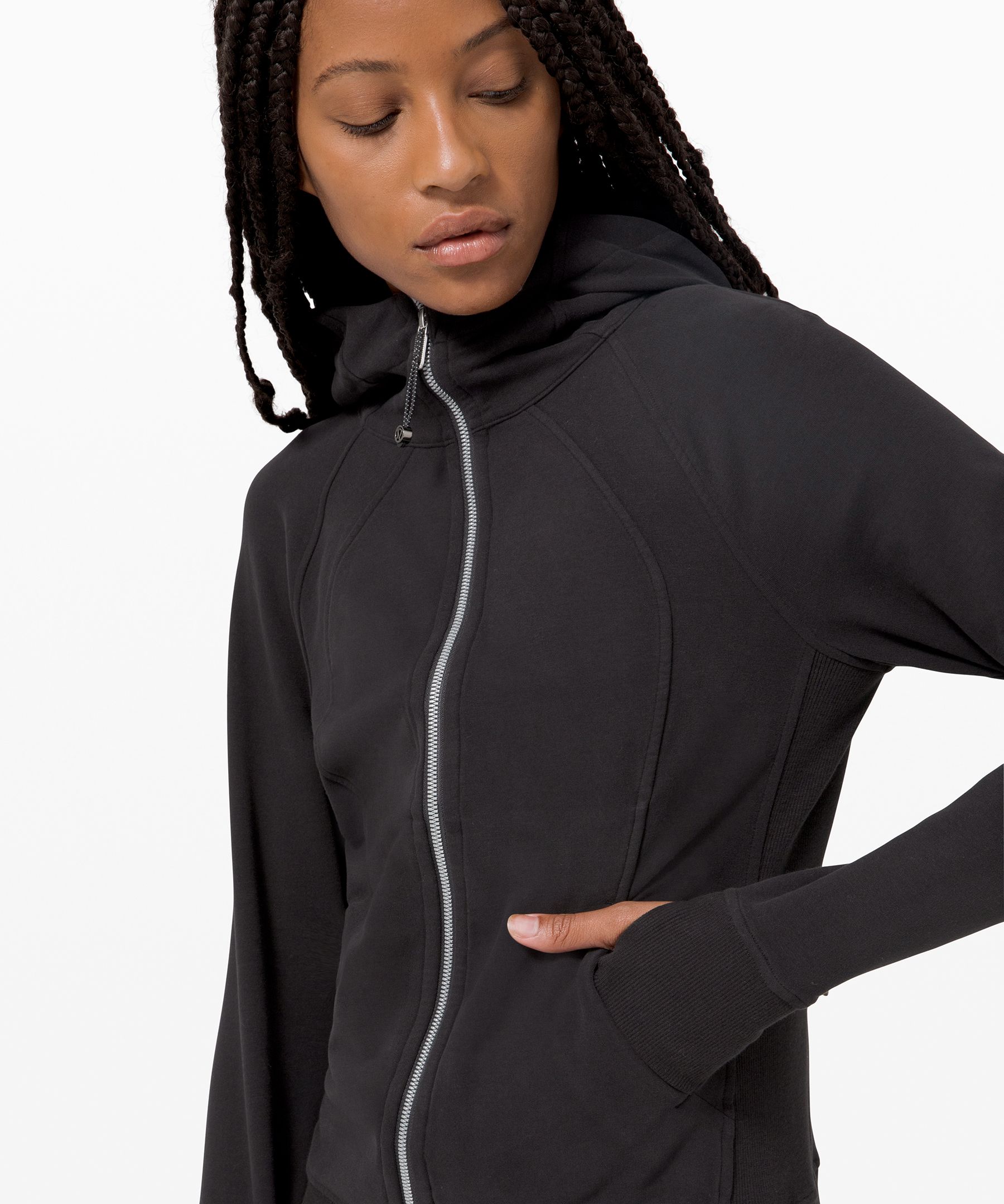 LULULEMON Scuba Hoodie Pullover Womens Washed Black French Stretch Terry  Size: 4