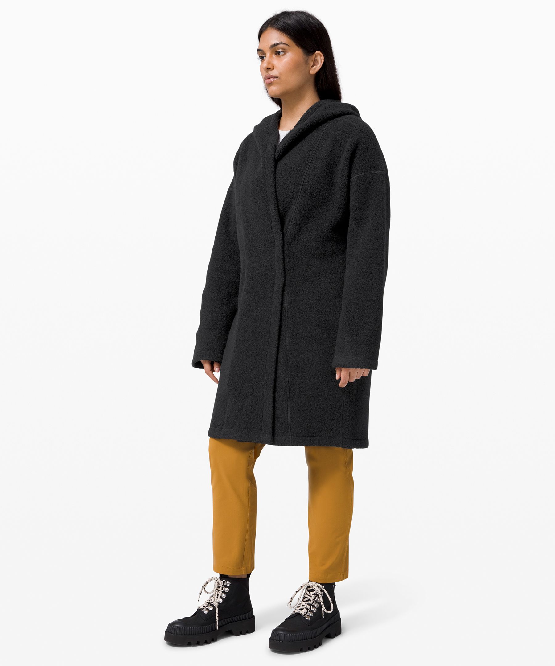 Long sherpa clearance coat with hood