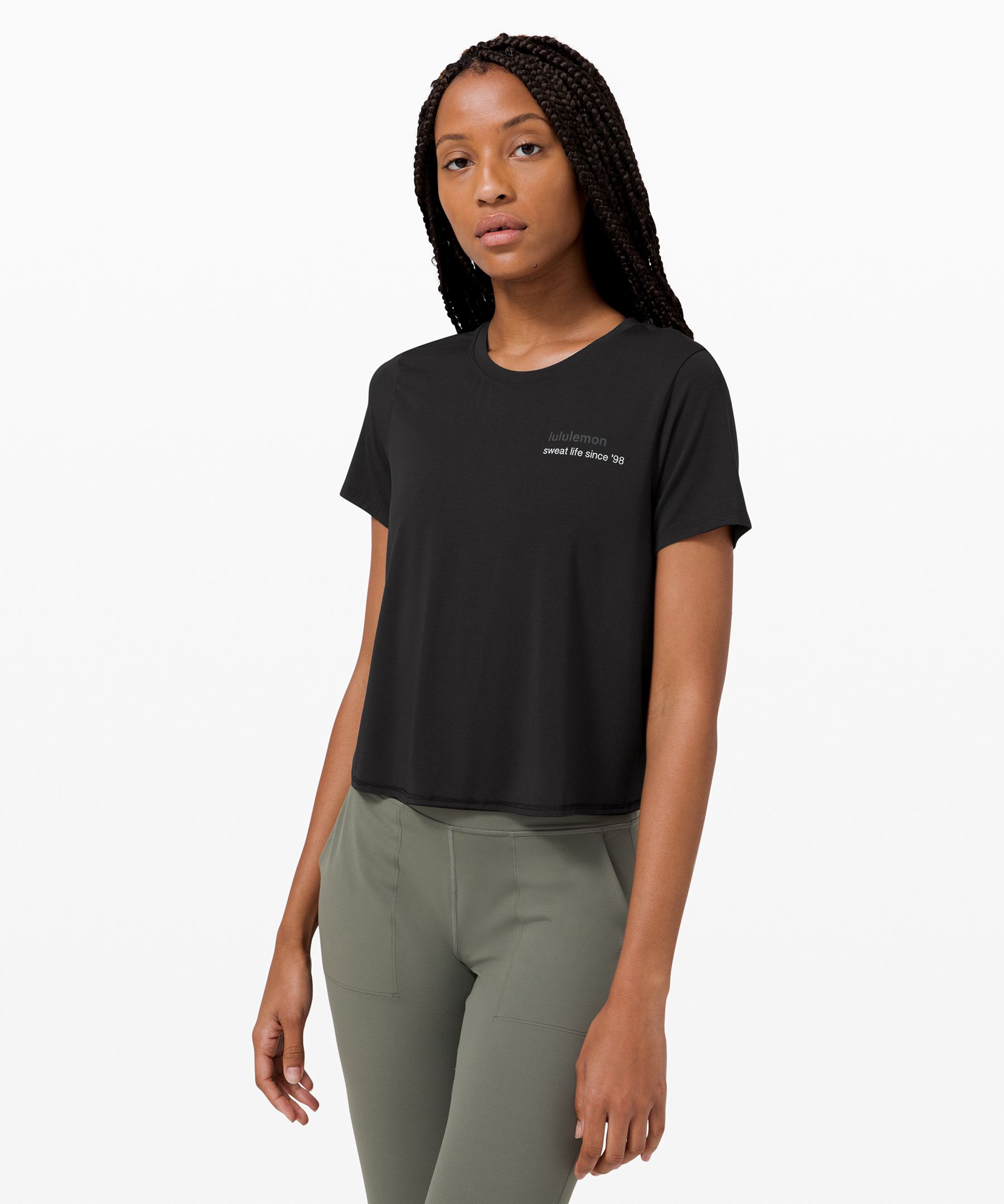 Calvin Klein Shrunken Institutional Crew-Neck Sweatshirt, Black