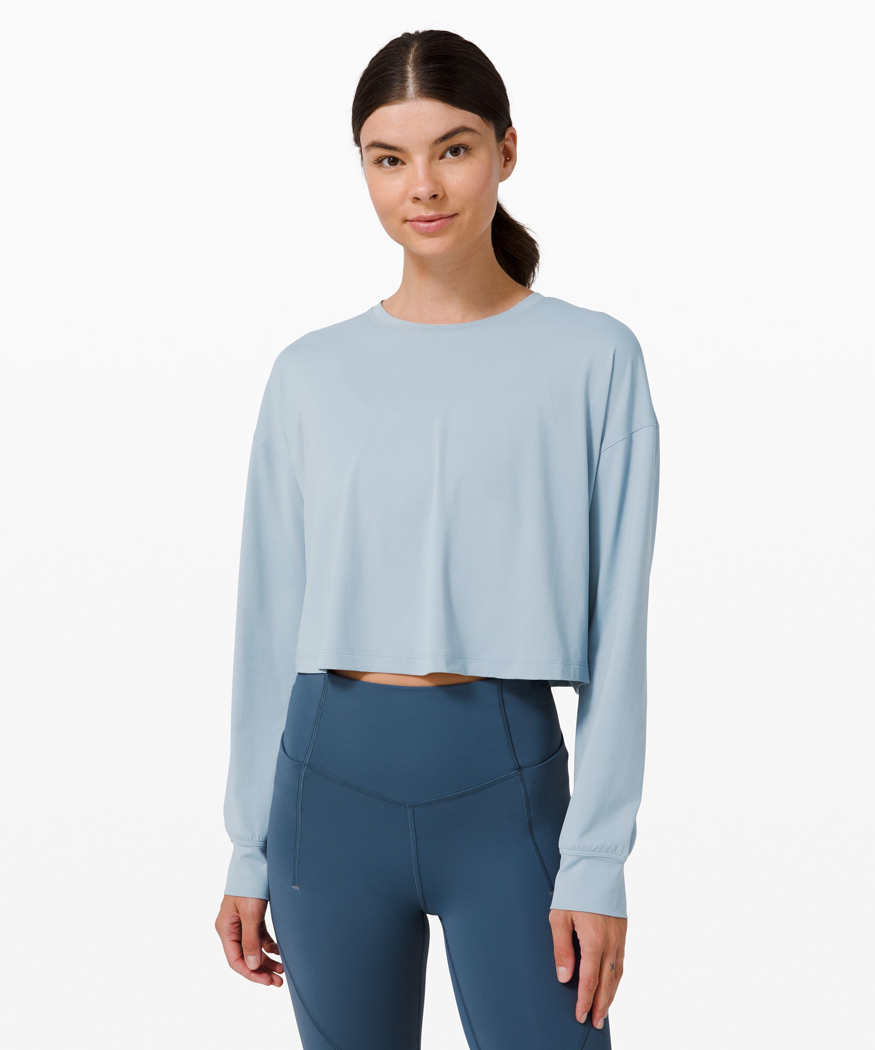 Lululemon Muscle Love Long Sleeve Shirt In Blue Linen