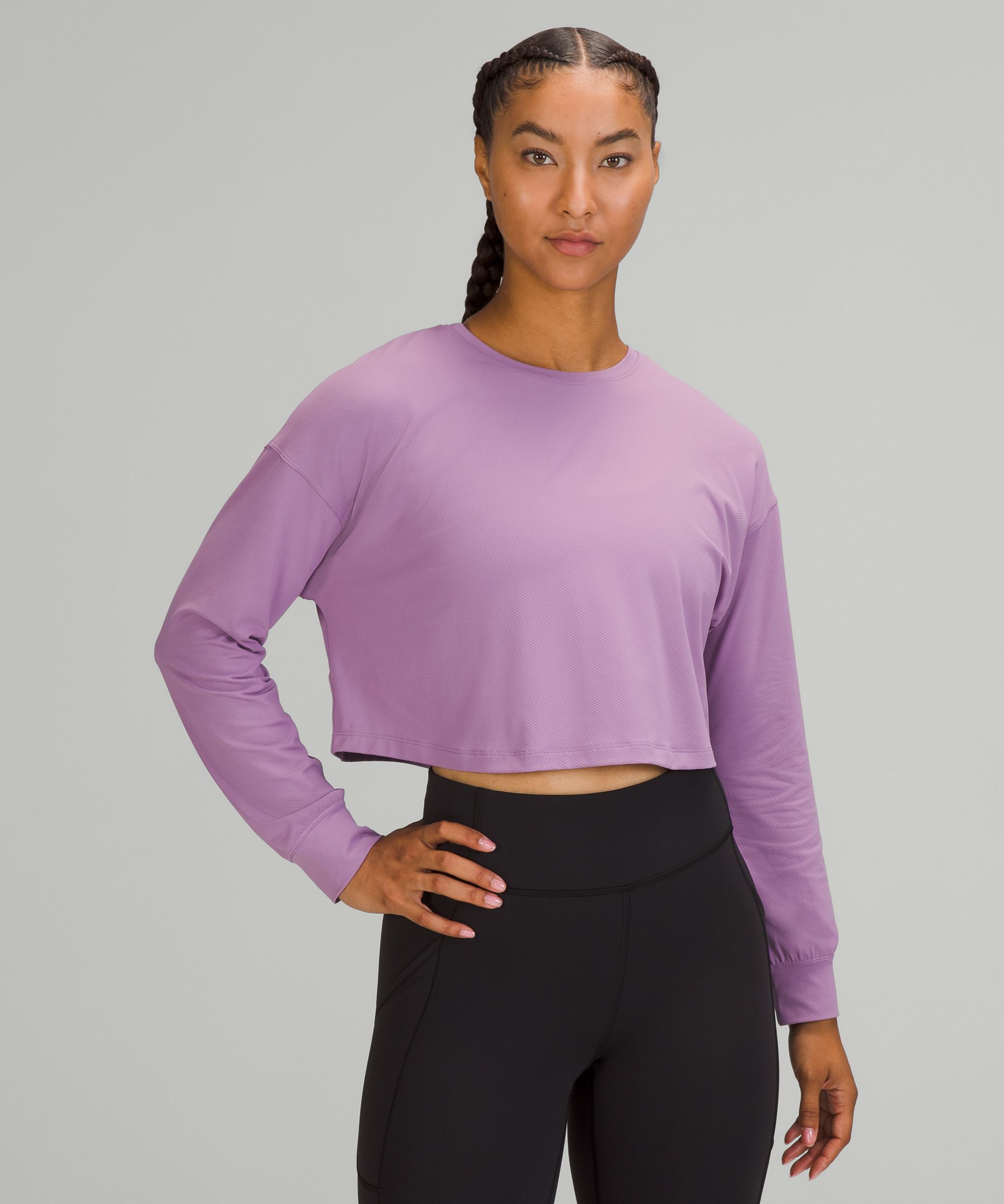 LULULEMON SWIFTLY BREATHE SHORT SLEEVE TOP WISTERIA PURPLE SIZE-6