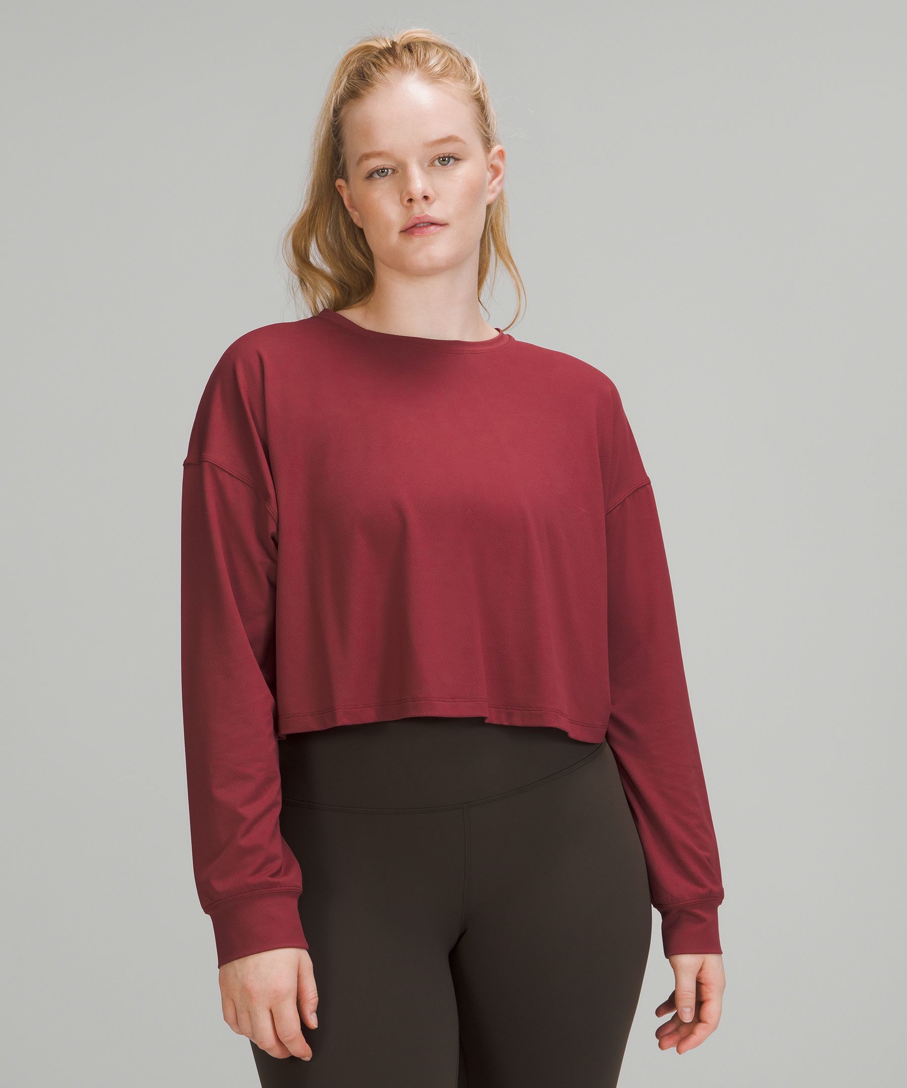 Lululemon Muscle Love Long Sleeve Shirt In Burgundy