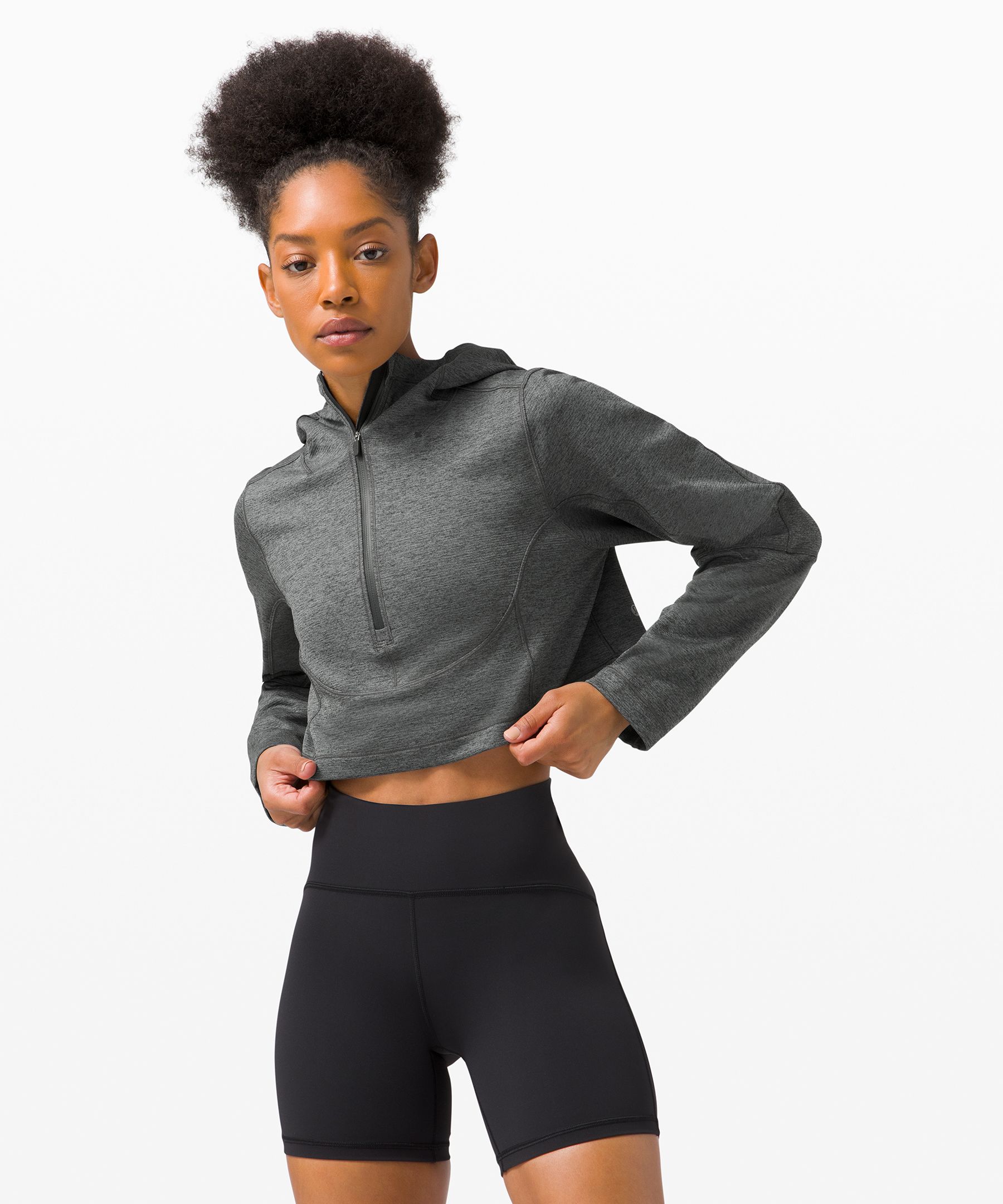 Lululemon Unleash Strength Crop Hoodie In Grey