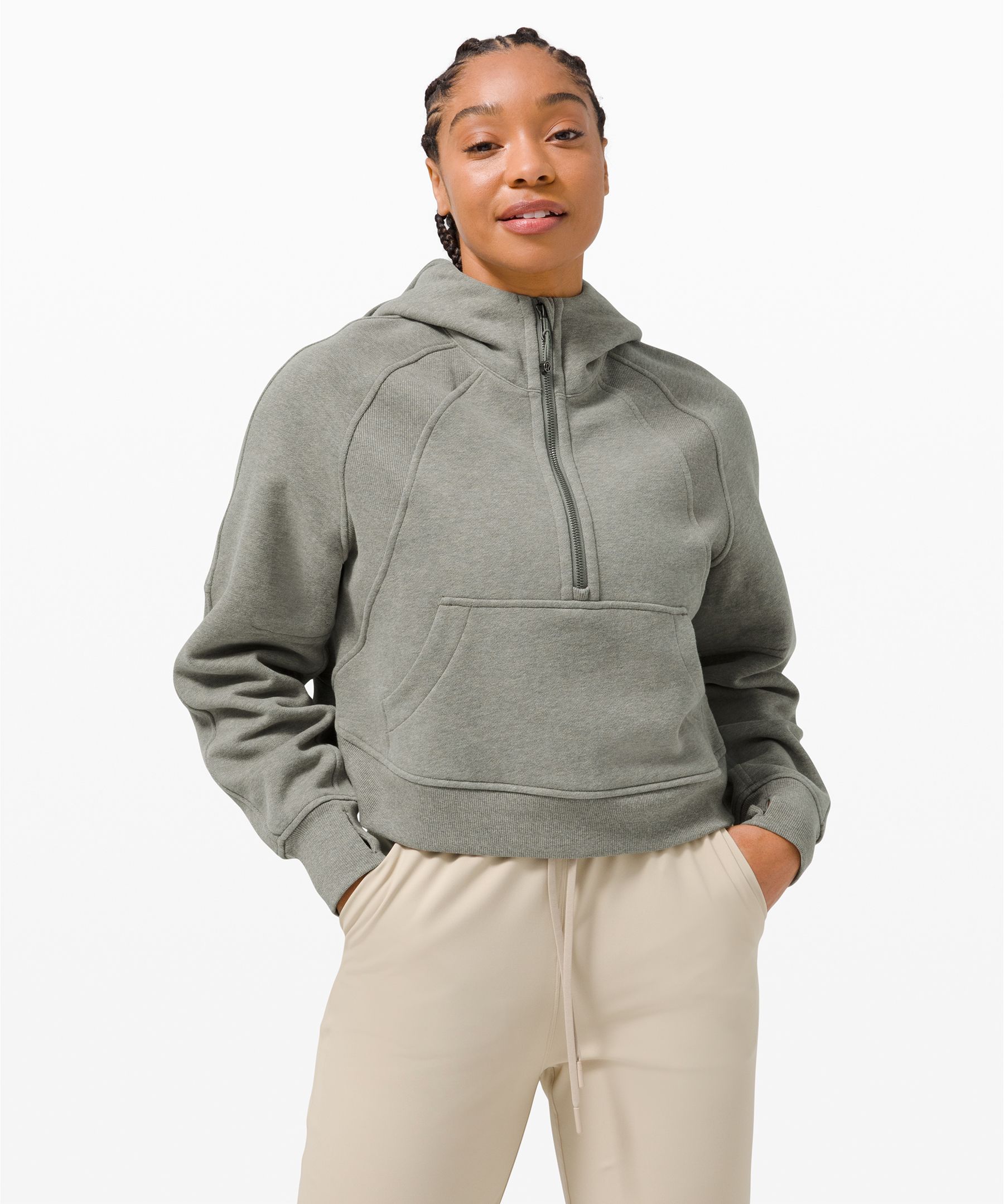 Edmonton Oilers Women's lululemon Scuba Oversized Half-Zip Heather Grey  Hoodie