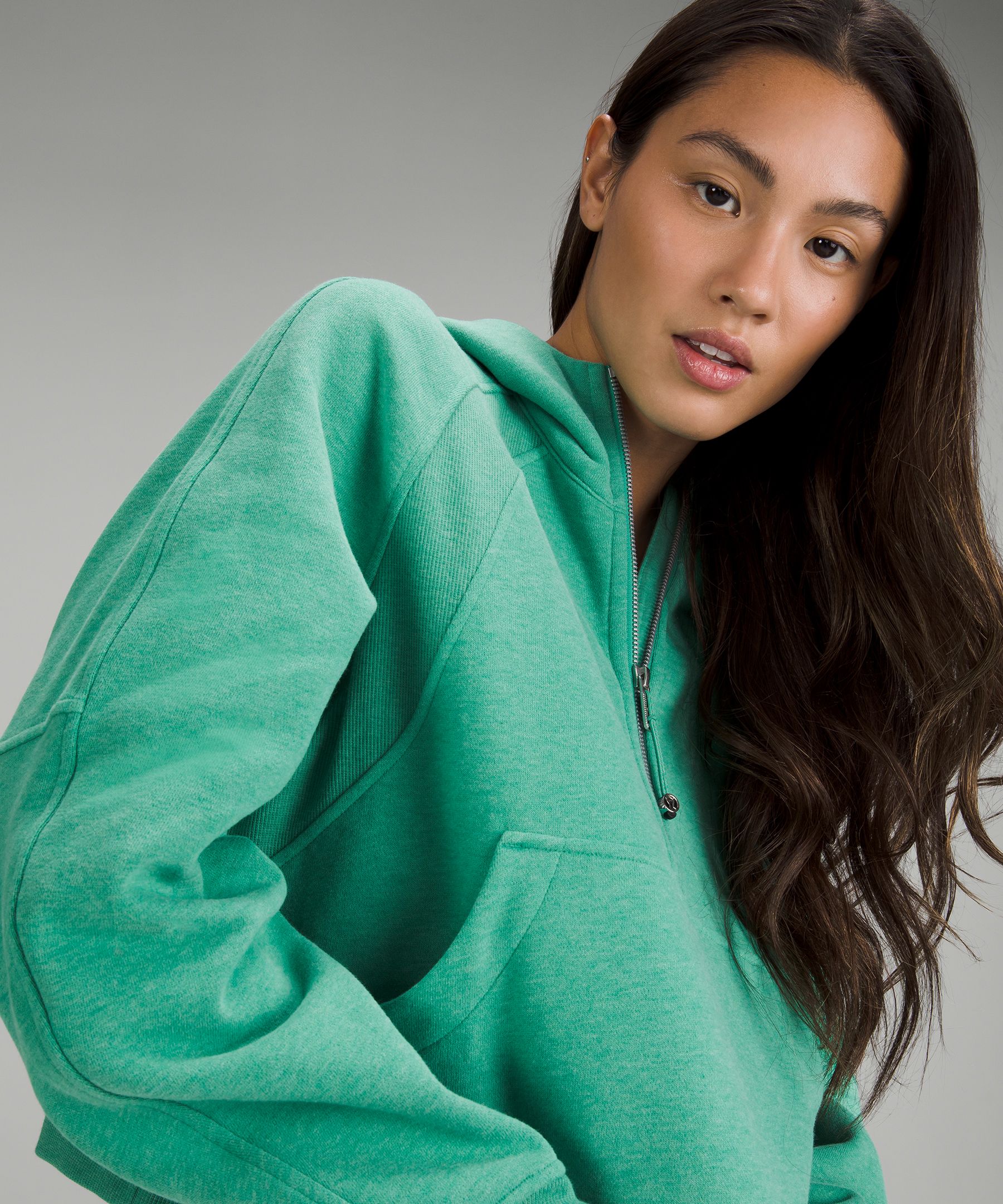 Lululemon Scuba Oversized 1/2 Zip Hoodie - Rosemary Green - lulu fanatics