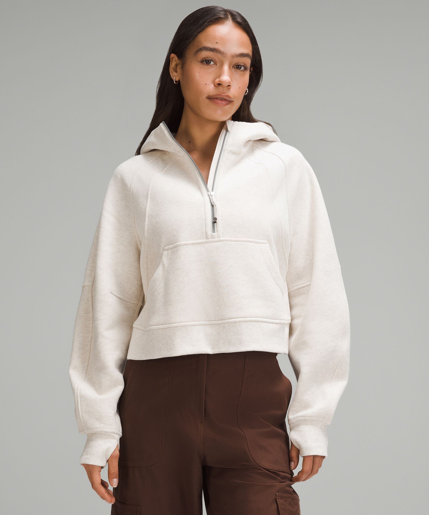 Lulu Scuba Half Zip Tech Fleece Hoodie Designer Cropped Top