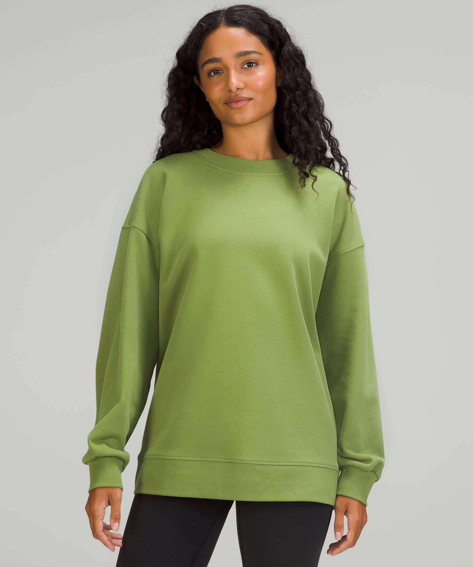 Lululemon Perfectly Oversized Crew Sweatshirt Dark Olive 4 - Sweaters