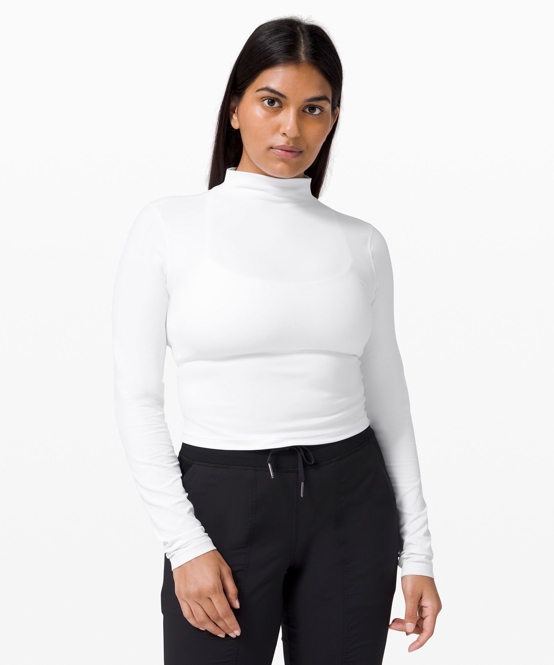 Lululemon athletica Classic-Fit Cotton-Blend Mockneck Long-Sleeve Shirt, Women's Long Sleeve Shirts