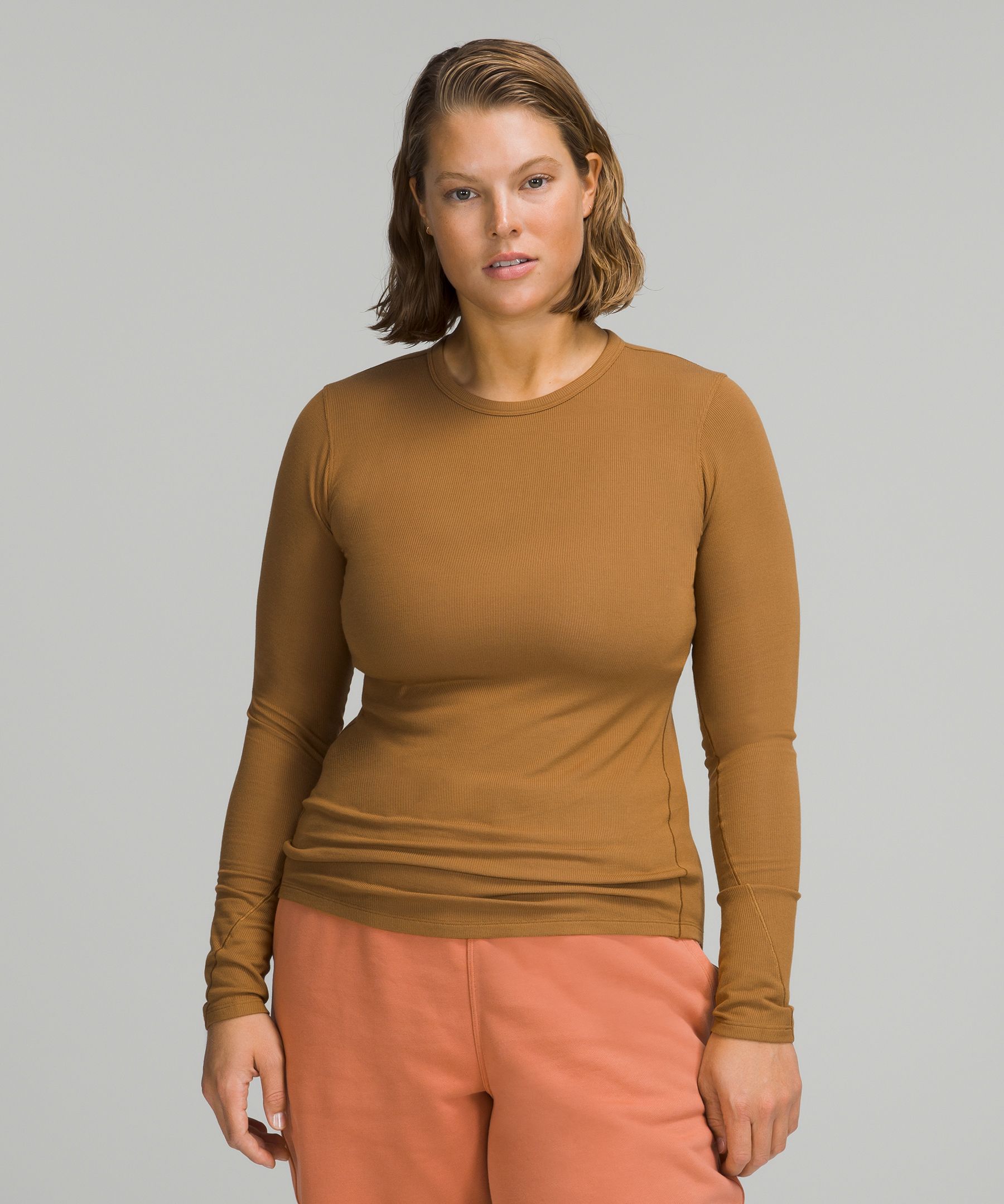 Lululemon Hold Tight Ribbed Long Sleeve Shirt In Gold