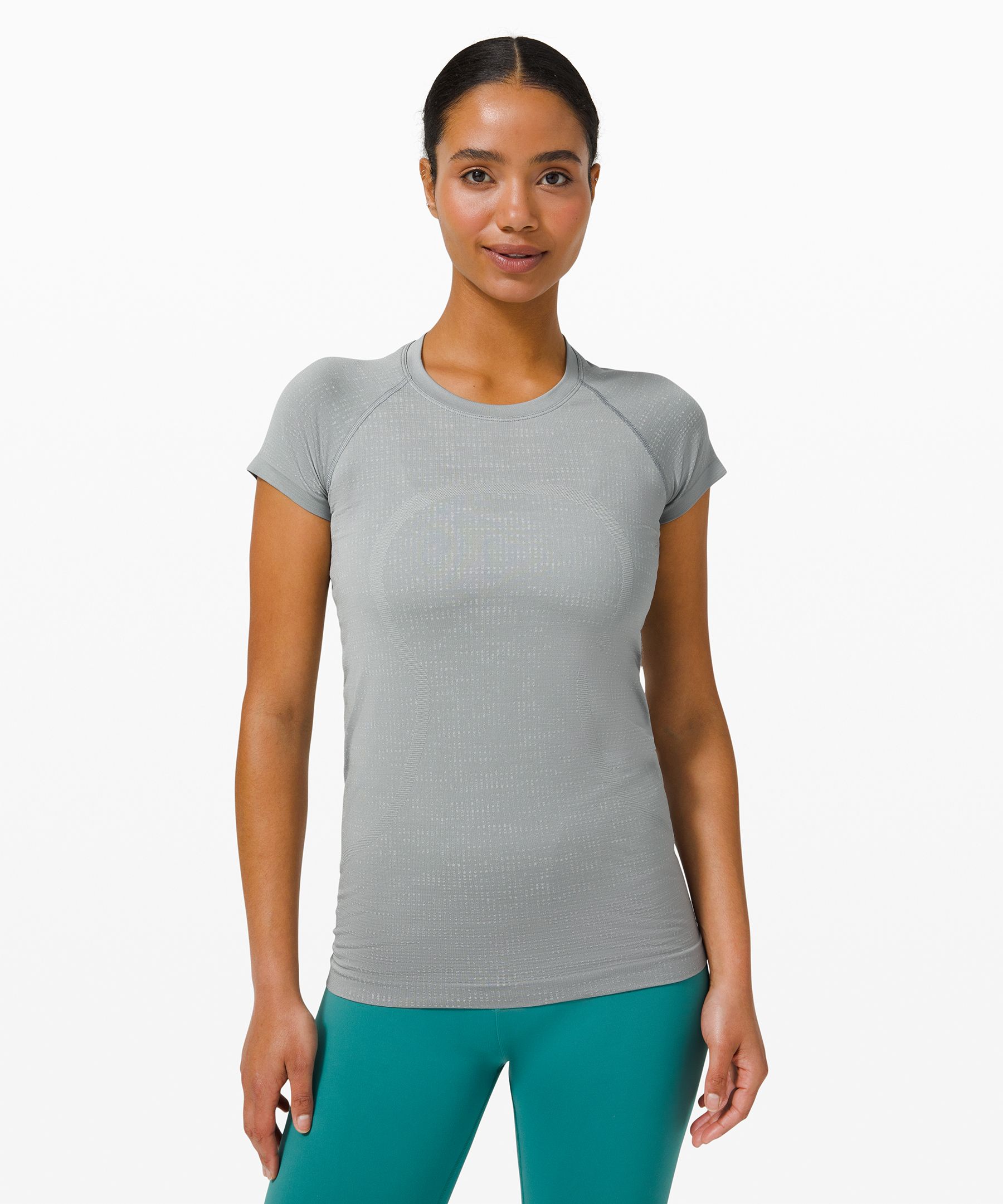 lululemon Swiftly Tech Short-Sleeve Shirt 2.0 - Slate/White | onebodyla