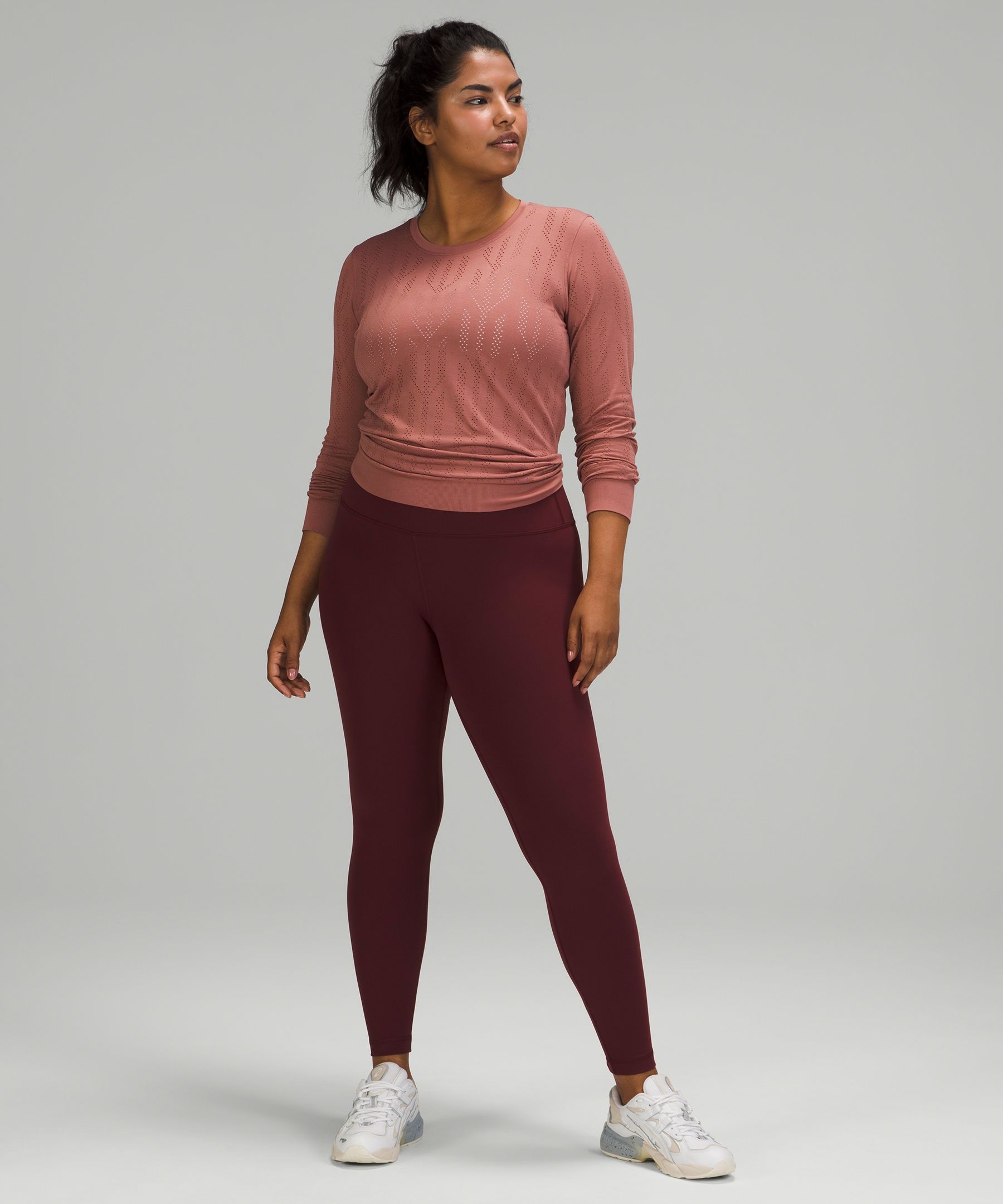 Lululemon Swiftly Breathe Long Sleeve Fetching Lines Raspberry