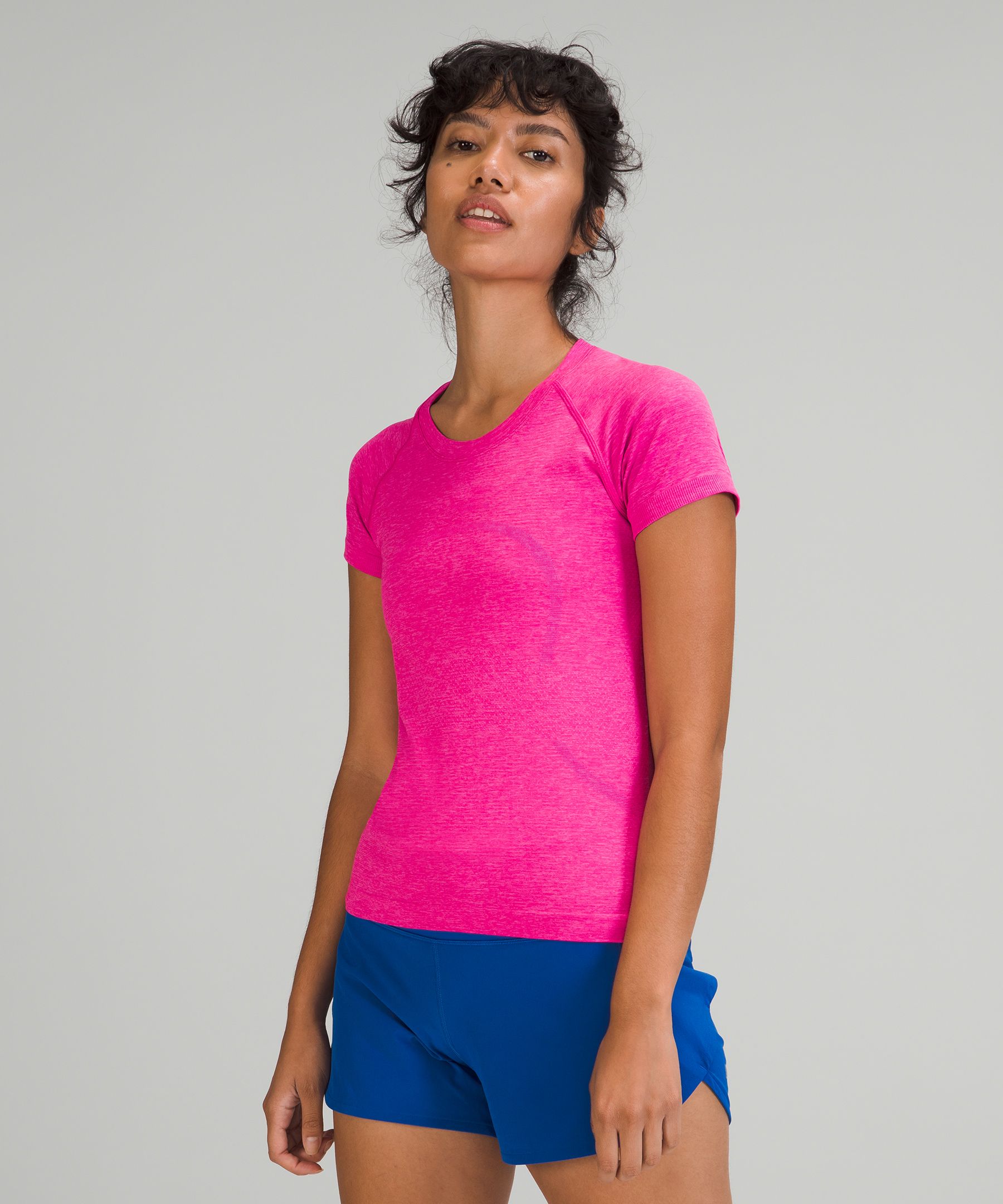 Lululemon Swiftly Tech Short Sleeve Shirt 2.0 Race Length In Pow Pink/pow Pink