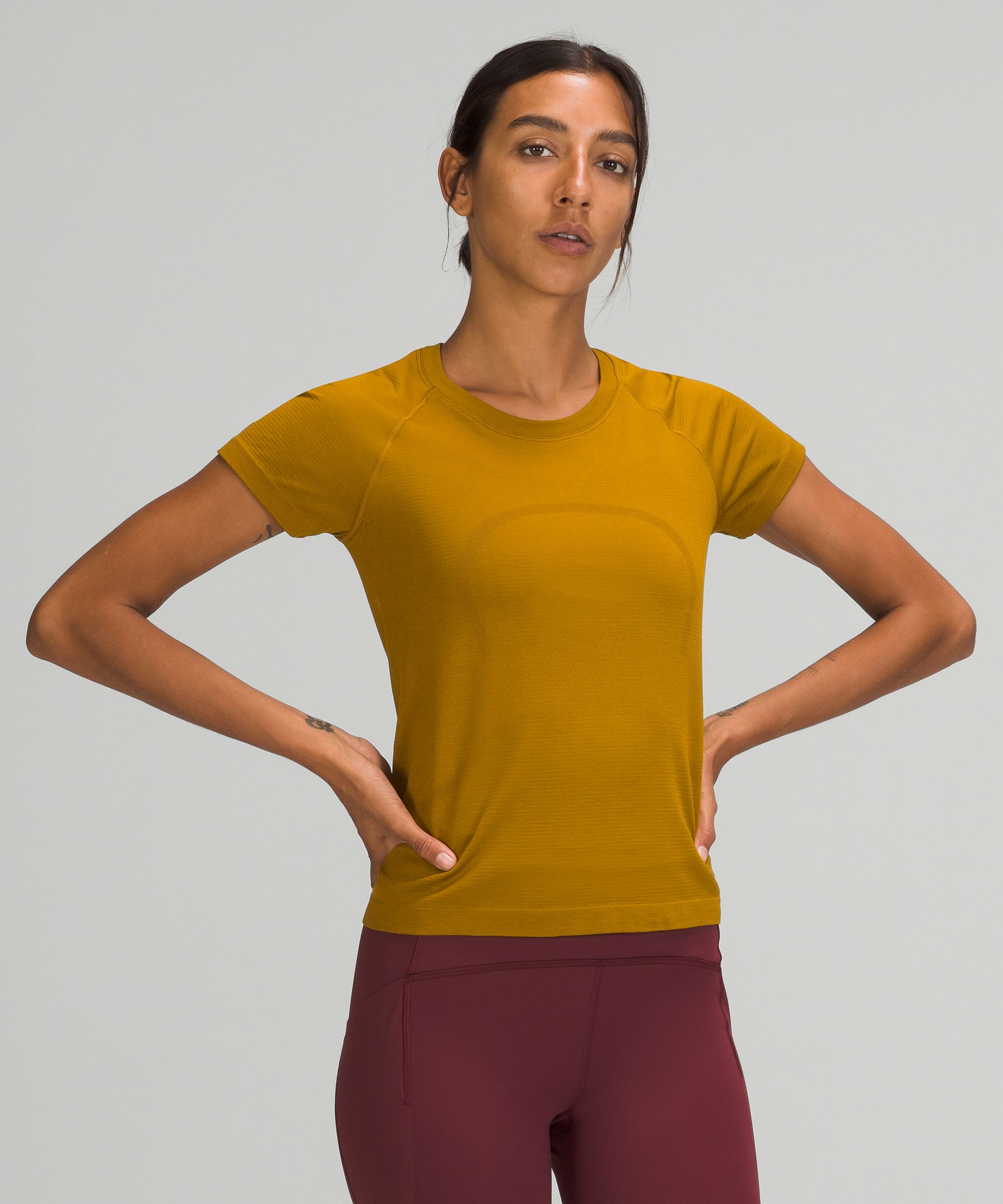 Lululemon Swiftly Tech Short Sleeve Shirt 2.0 Race Length In Gold Spice
