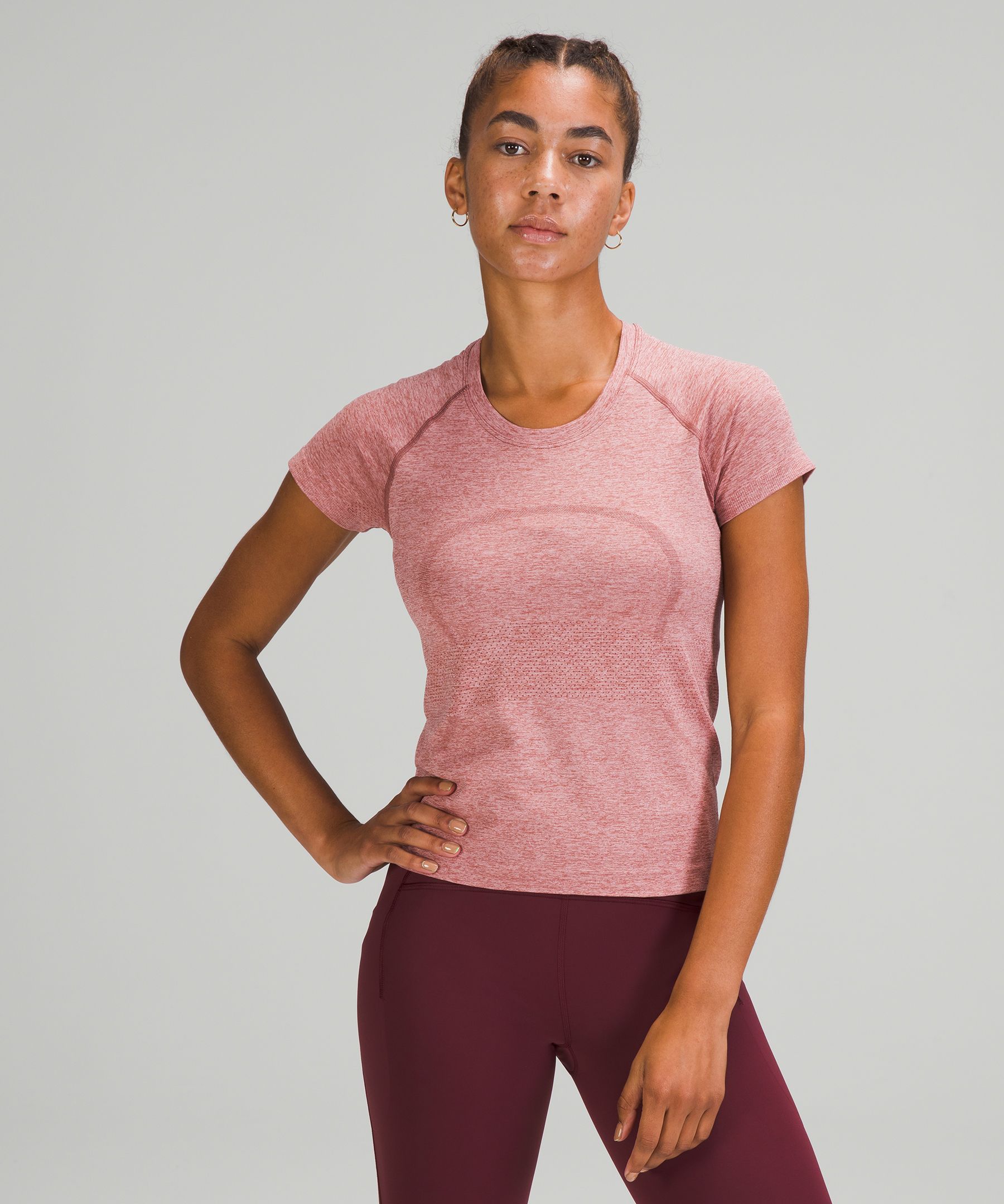 Lululemon Swiftly Tech Short Sleeve Shirt 2.0 *race Length In Spiced Chai/pink Rosebud