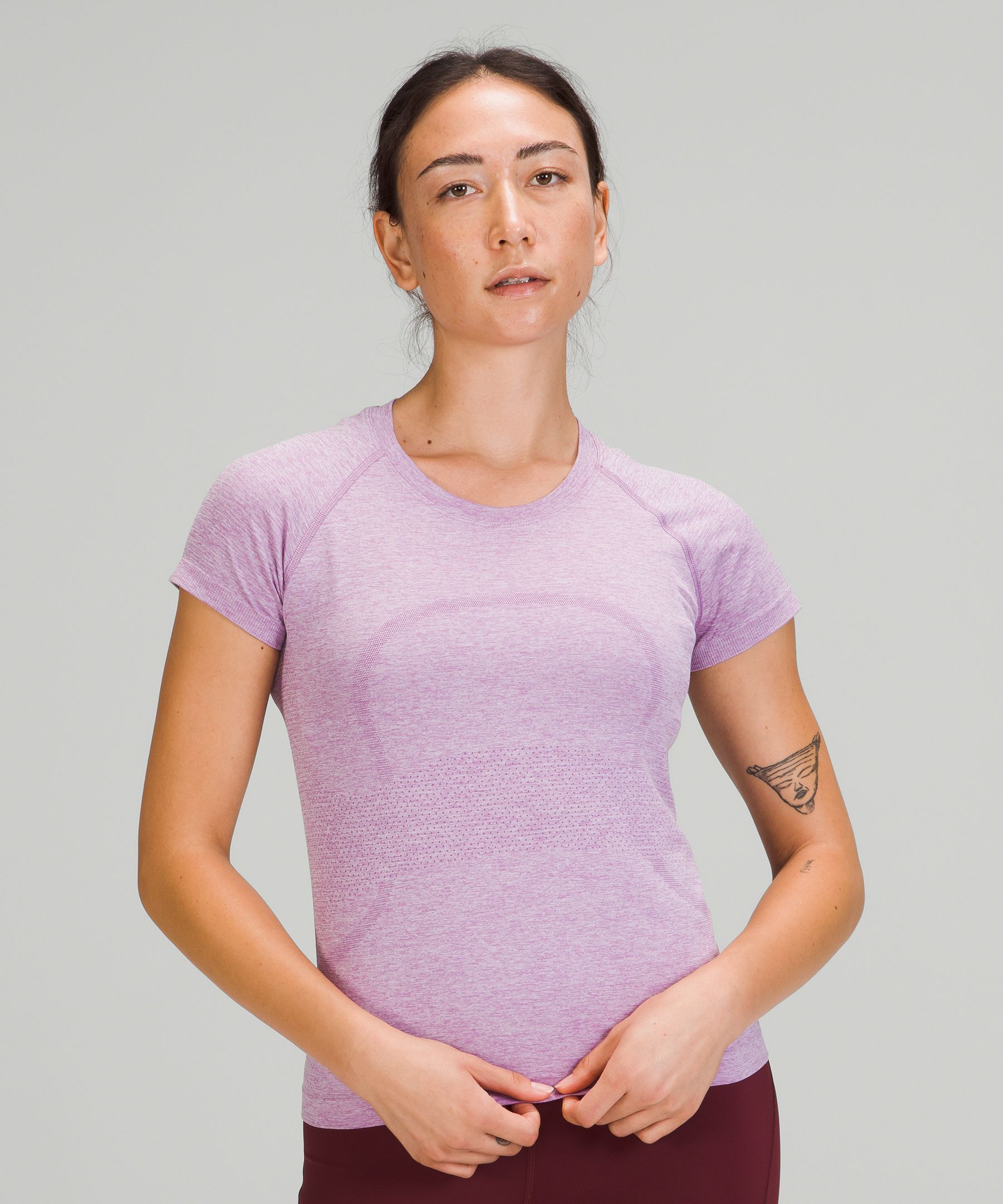 Lululemon Shibori Stripe Wisteria Purple Swiftly Tech Short Sleeve