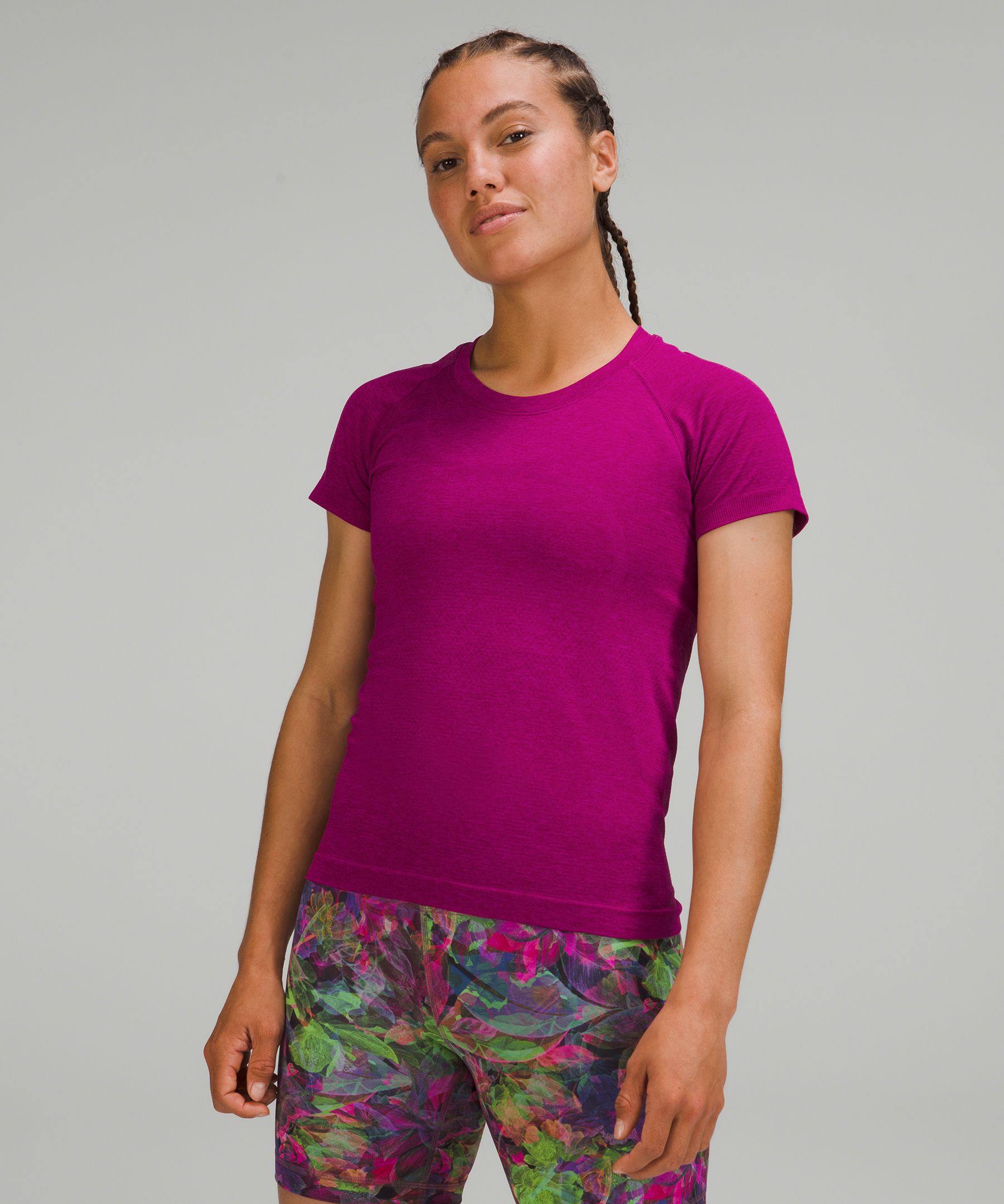 Lululemon Swiftly Tech Short Sleeve Shirt 2.0 Race Length In Purple Highlight/magenta Purple