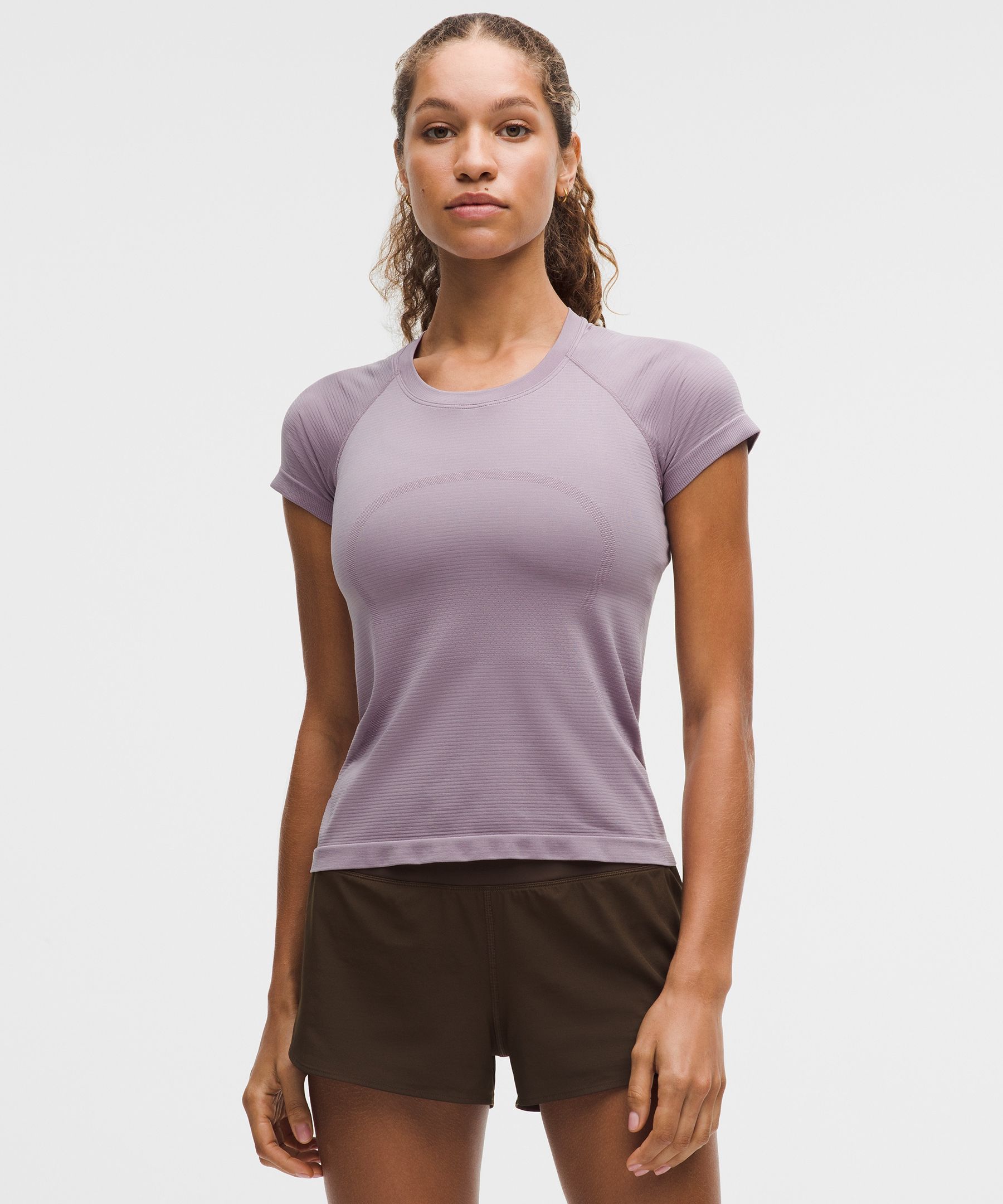 lululemon – Women’s Swiftly Tech Short-Sleeve Shirt 2.0 Waist Length – Color Purple/Pastel – Size 16