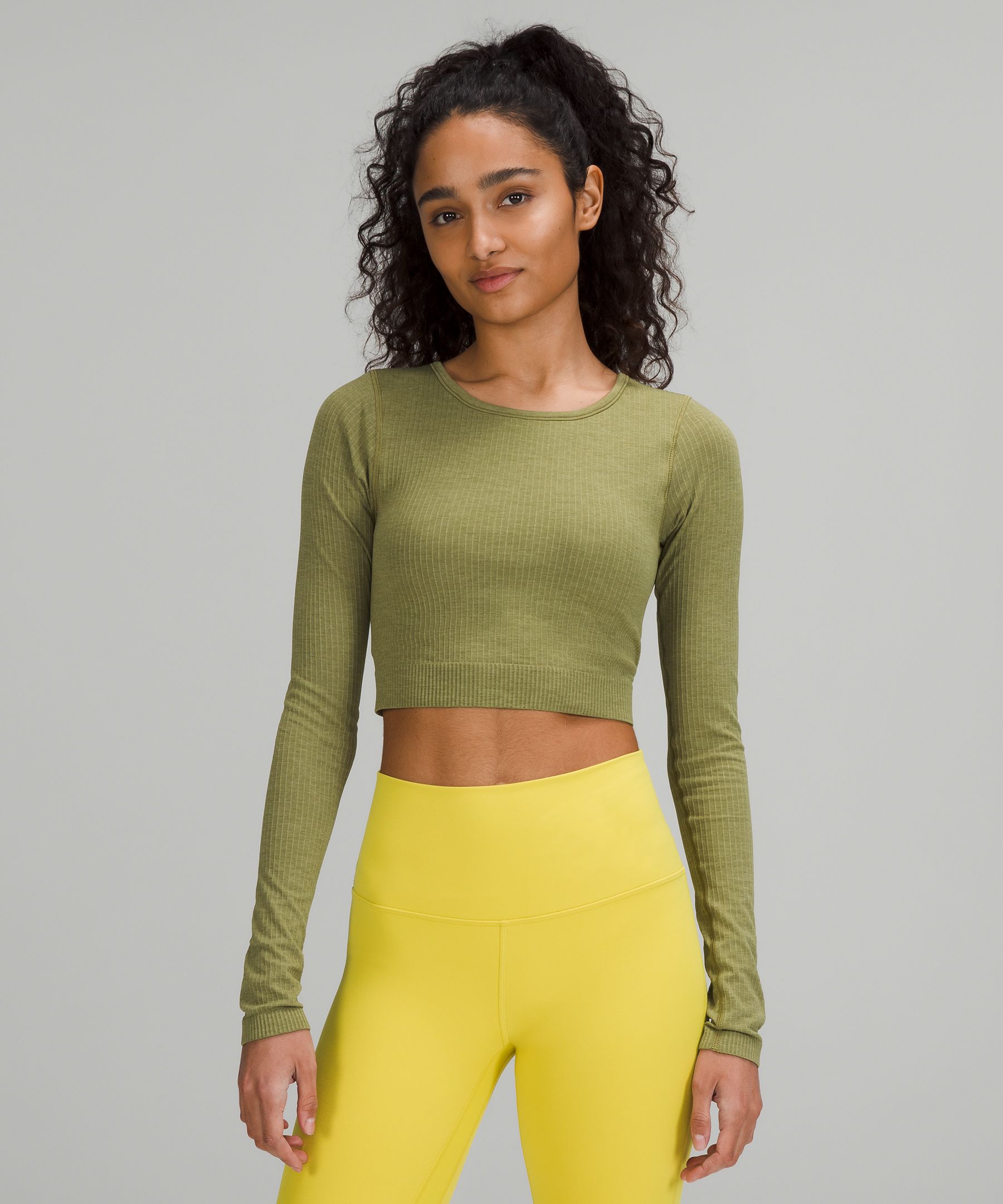 Lululemon Ebb To Street Long Sleeve Shirt In Bronze Green