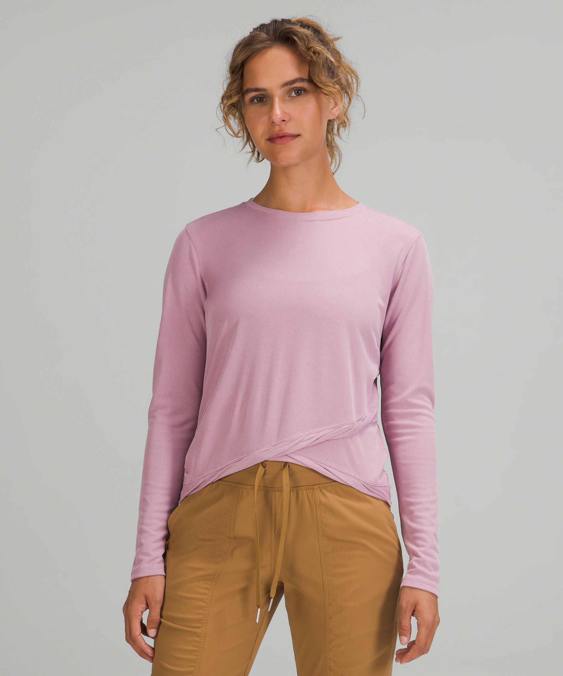 Lululemon Do The Twist Long Sleeve Shirt In Pink Taupe