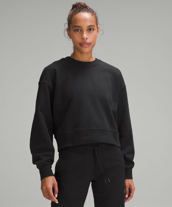 Perfectly Oversized Crop-Sweater mit Rundhalsausschnitt *French-Terry-Material