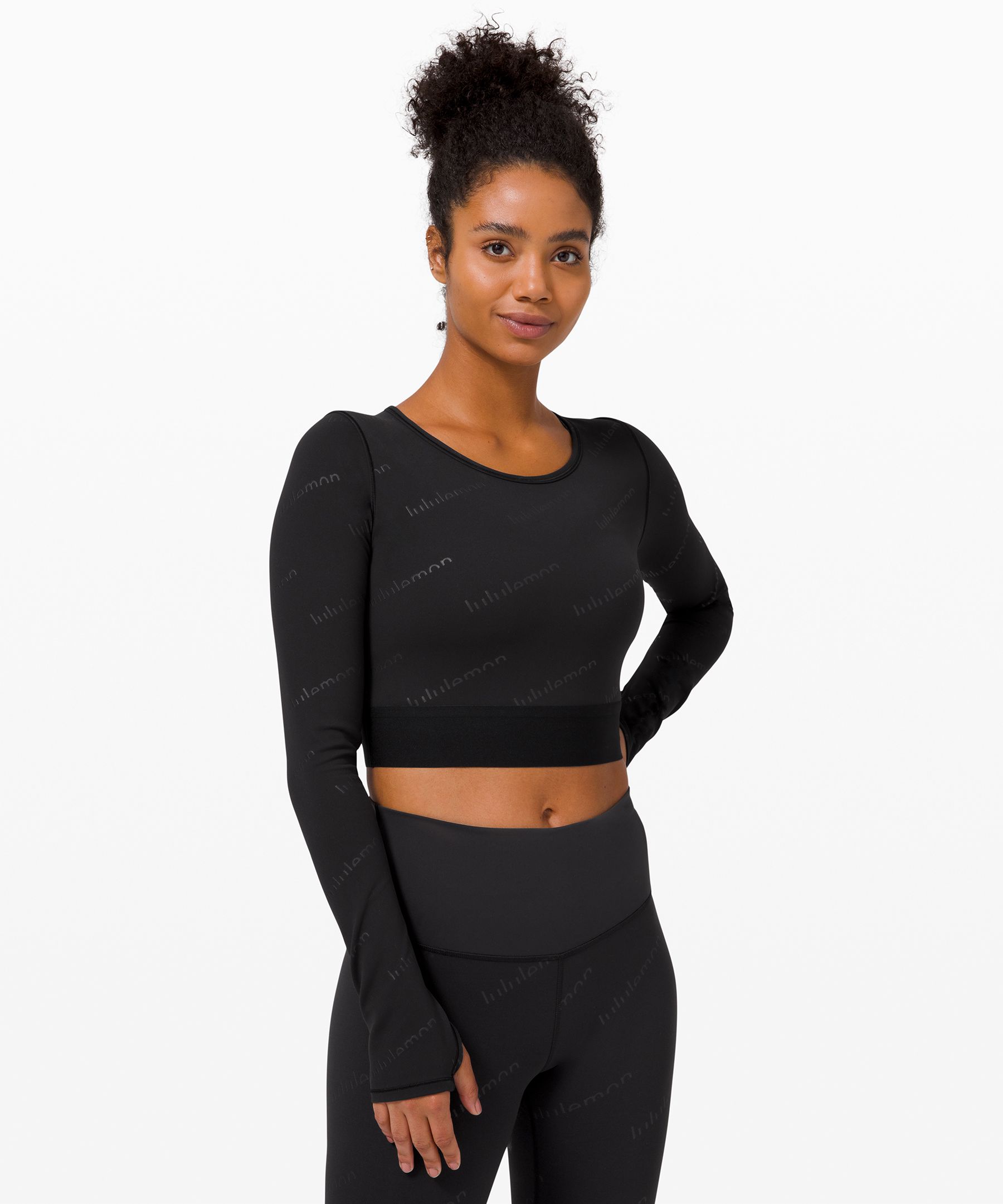 Lululemon embossed logo crop hoodie - Athletic apparel