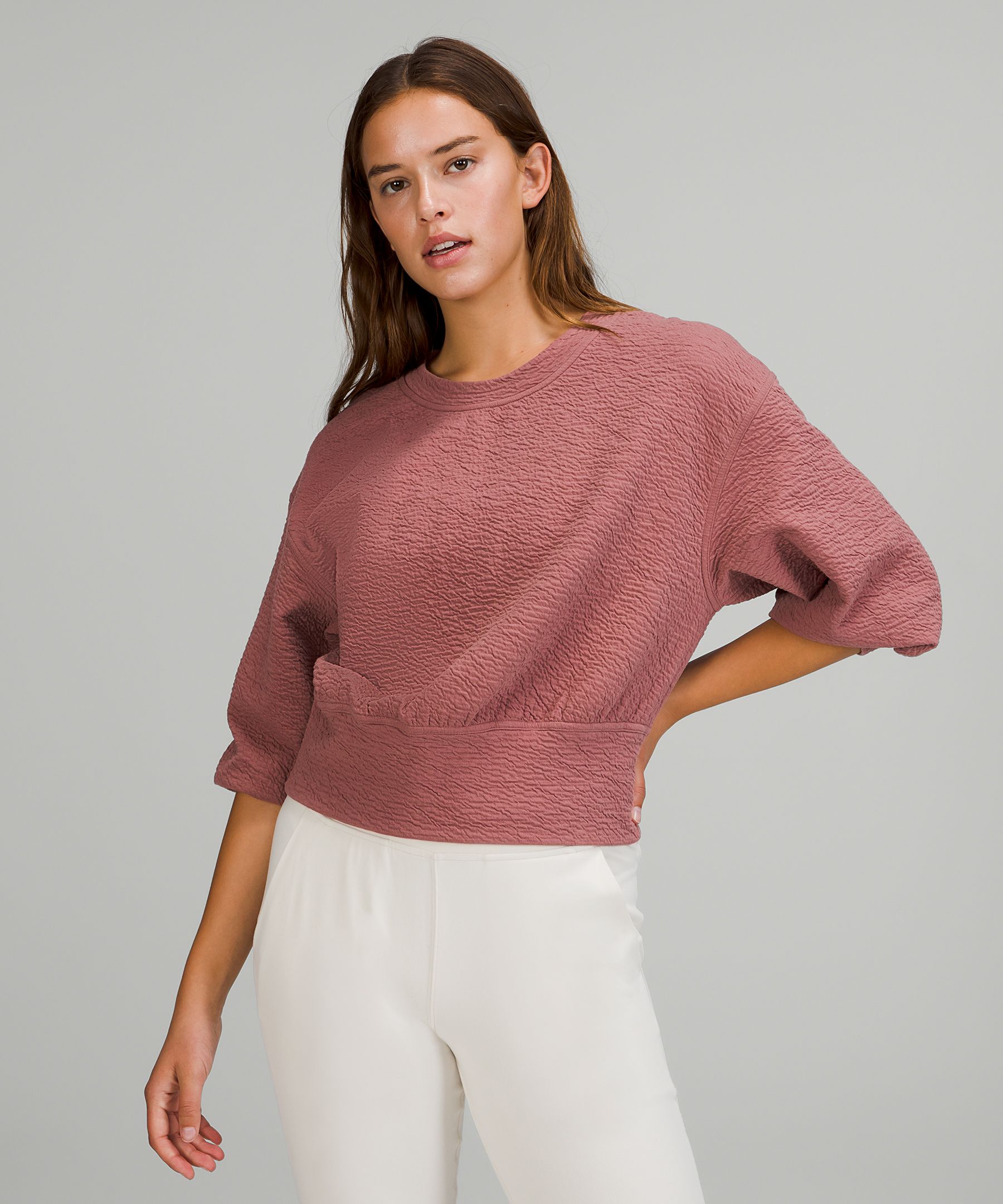 Lululemon Textured Crewneck Pullover - White Opal - lulu fanatics