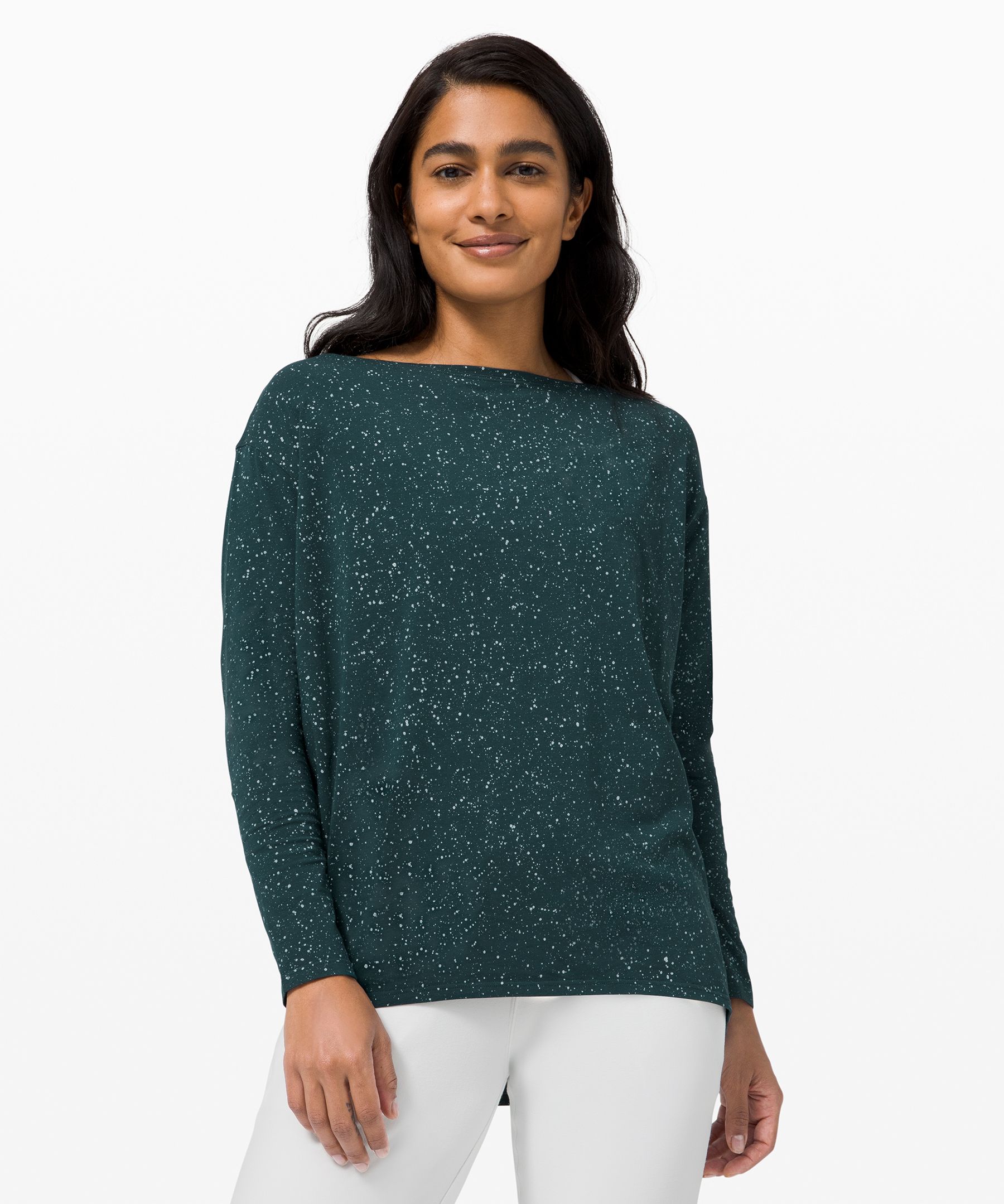 Lululemon Back In Action Long Sleeve *splatter Dye In Green