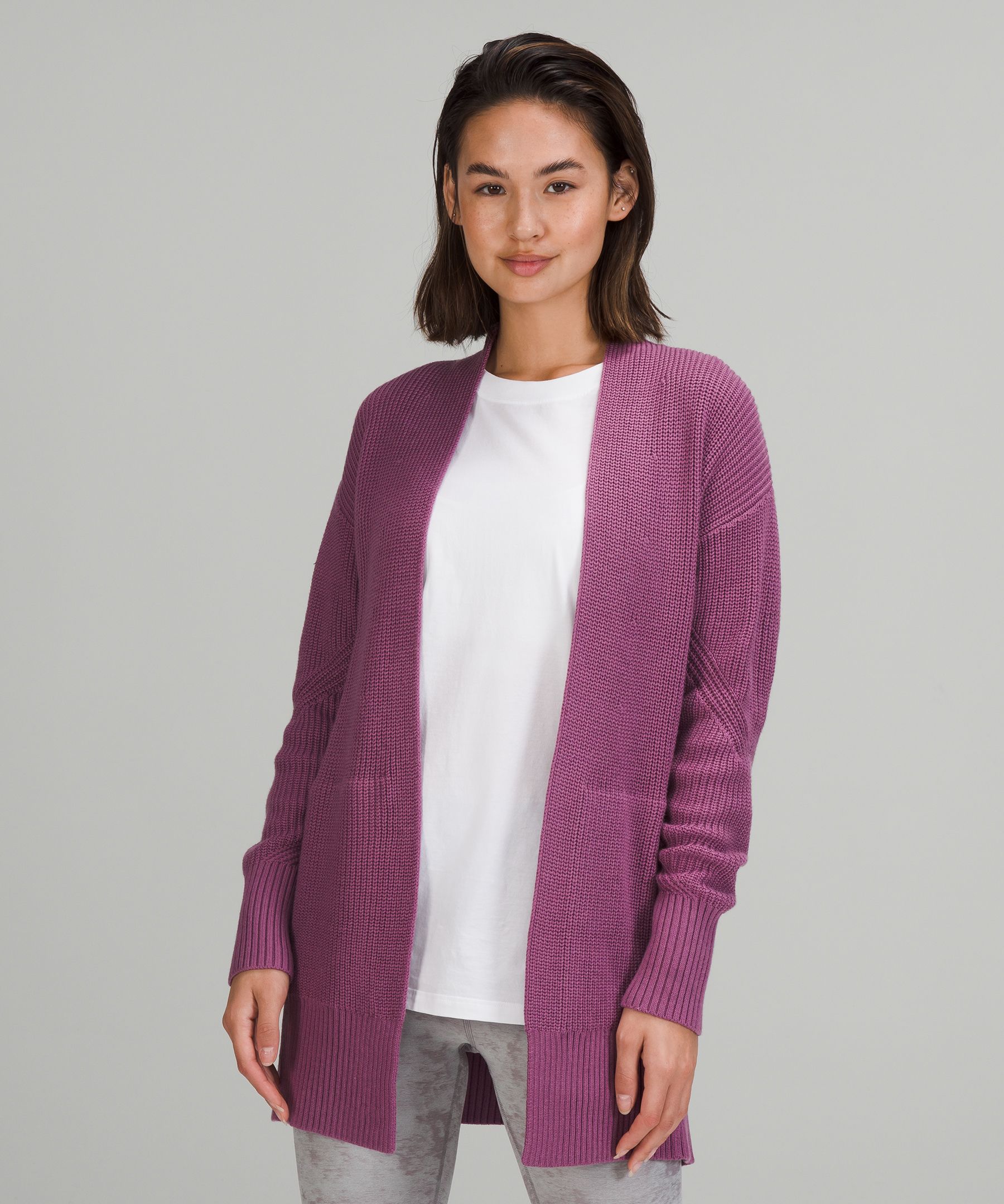 Layer it On Mauve Pink Long Cardigan Sweater