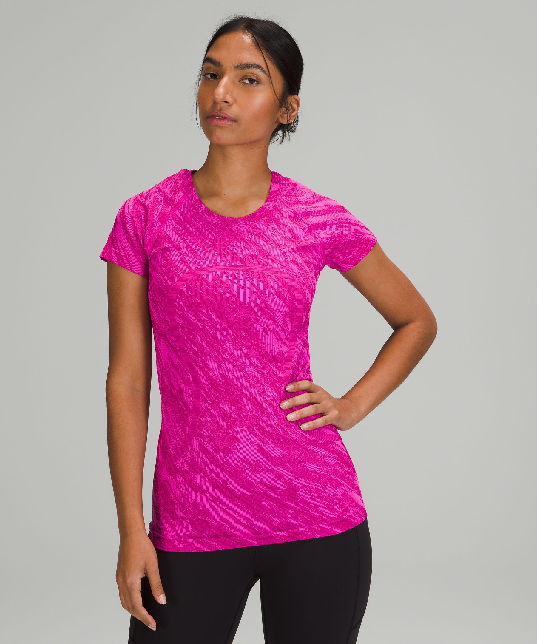 Lululemon Swiftly Tech Short Sleeve Shirt 2.0 In Mesh Camo Pow Pink/ripened Raspberry