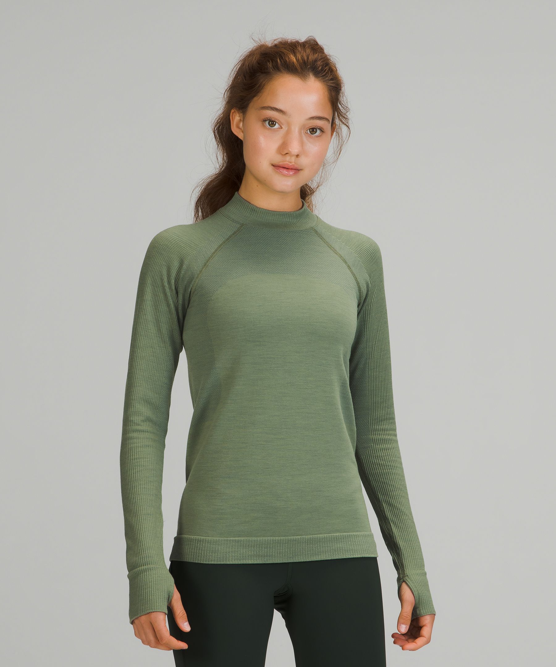 Lululemon Keep The Heat Thermal Long Sleeve Shirt In Green Twill