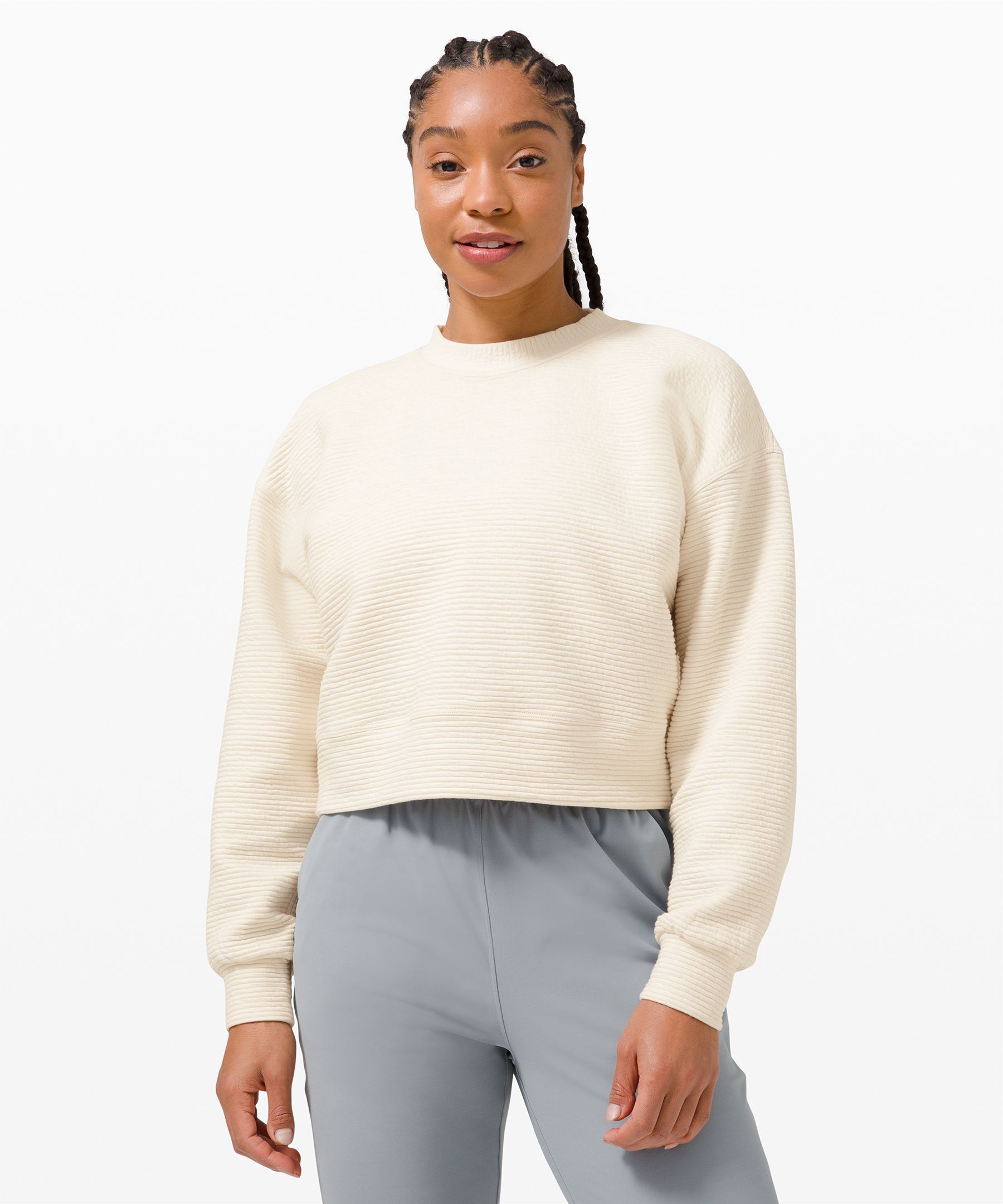 Lululemon Perfectly Oversized Cropped Crew *Softstreme™ White Opal / size 10