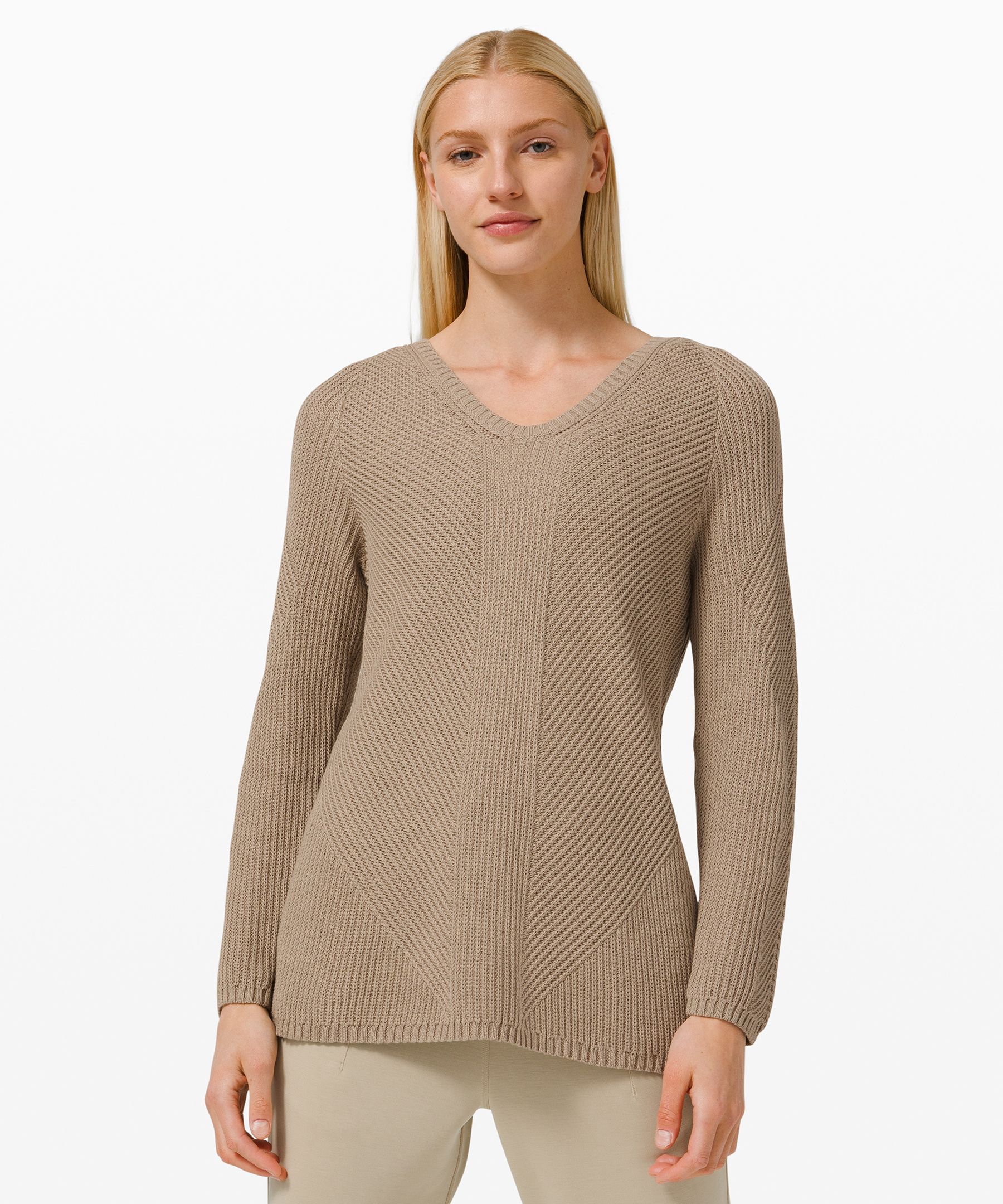 Lululemon Knit Blend Textured Pulllover In Heathered Trench