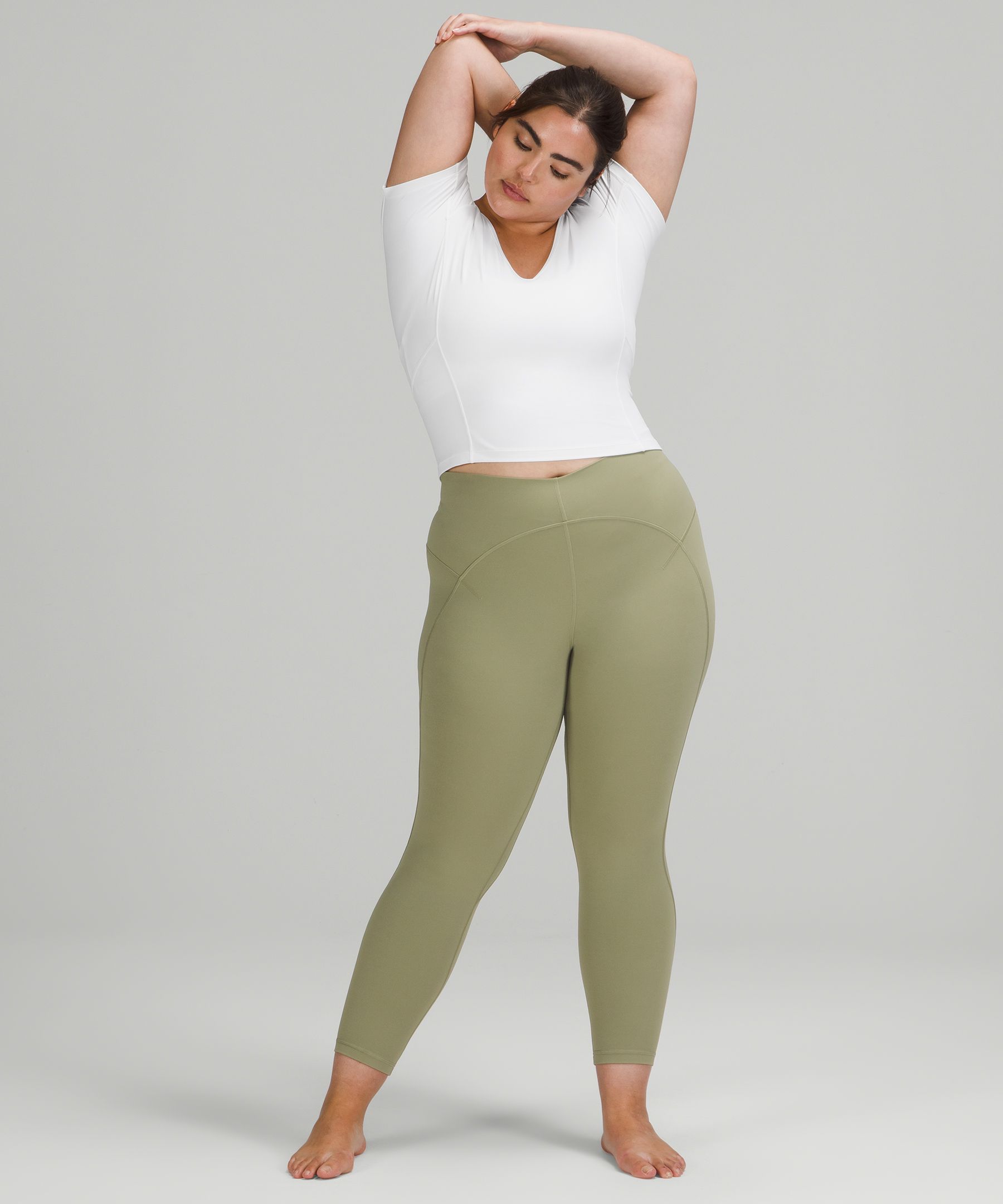 Lululemon Nulu Cropped Slim Yoga Short Sleeve - Green Fern - lulu fanatics