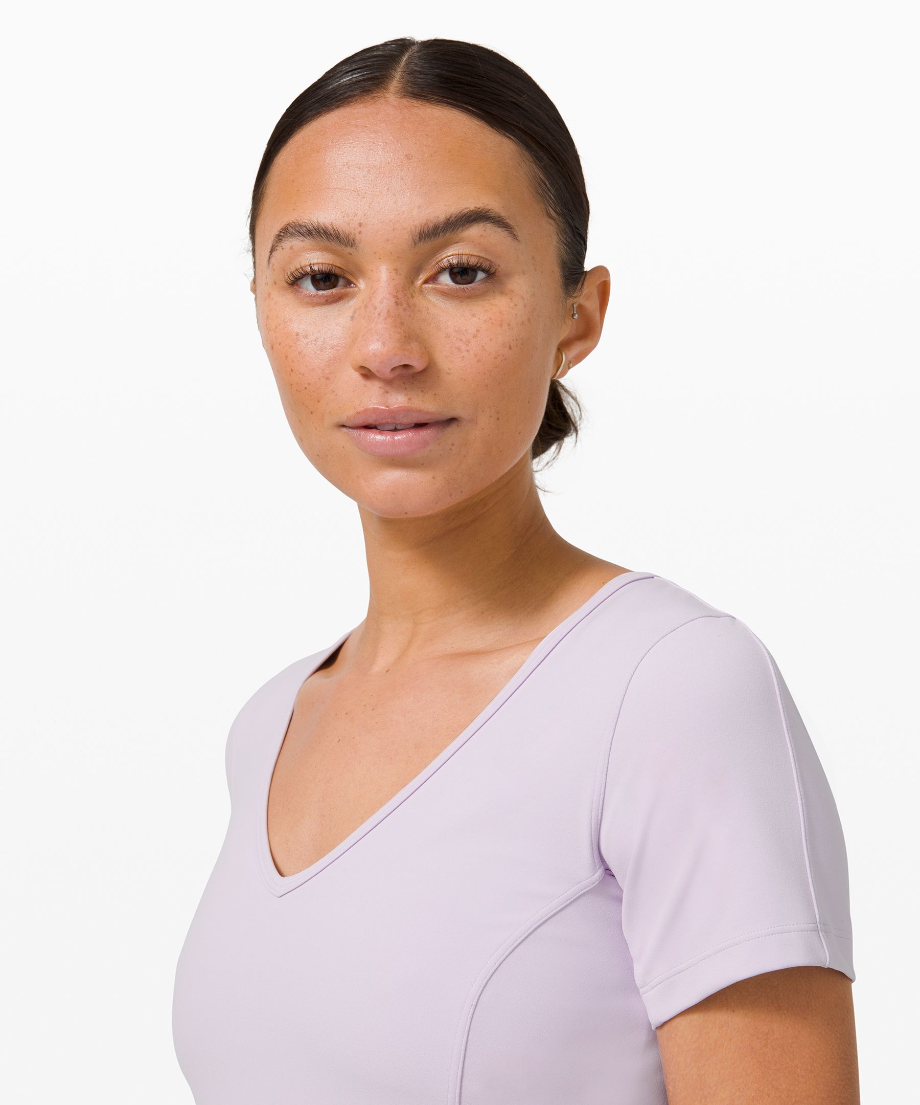 lululemon athletica, Tops, Lululemon Nulu Cropped Slim Yoga Short Sleeve  In Pink Mist