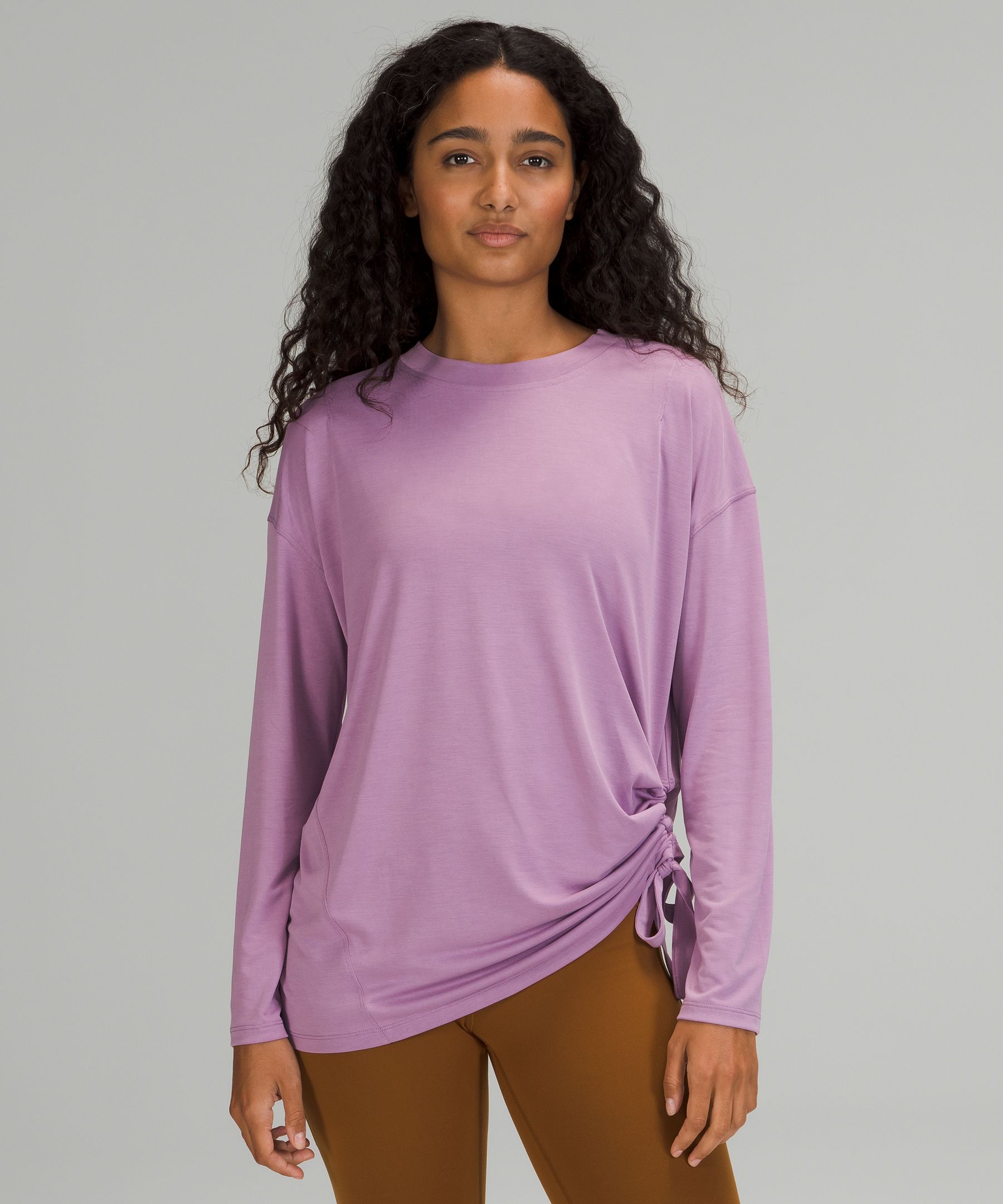Lululemon Women's Long Sleeve Button Up Curved Hem T-shirt Purple
