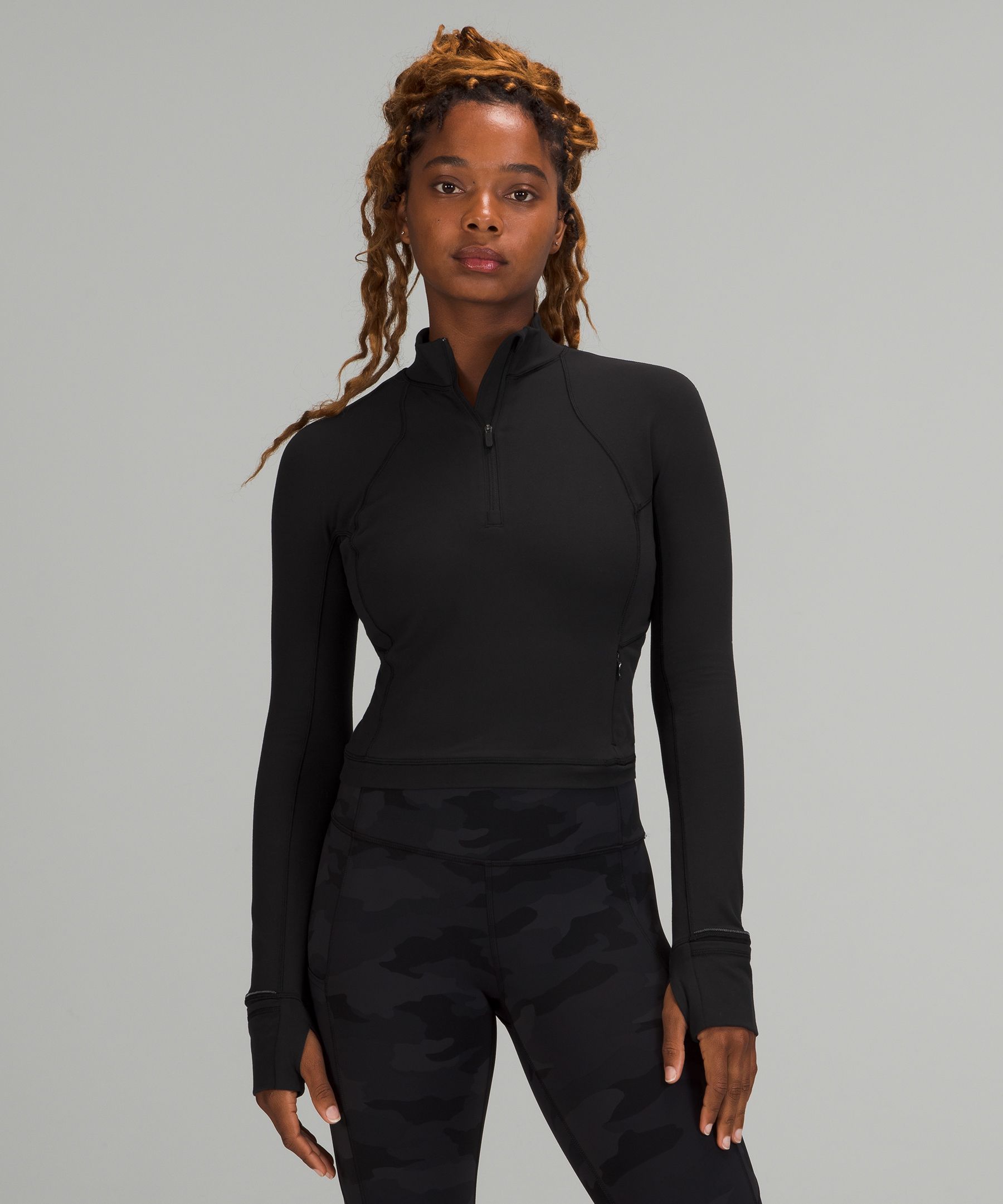 It's Rulu Cropped Half Zip, Long Sleeve Tops