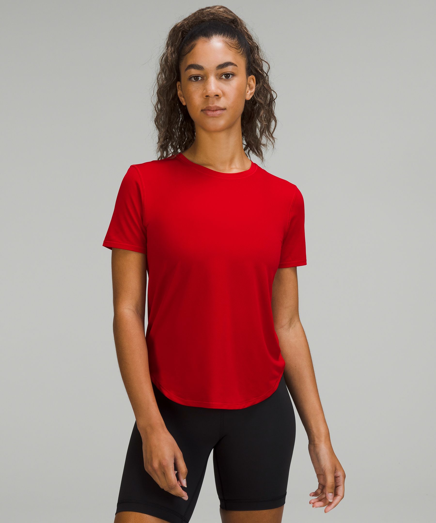 Lululemon High-neck Running And Training T-shirt In Dark Red