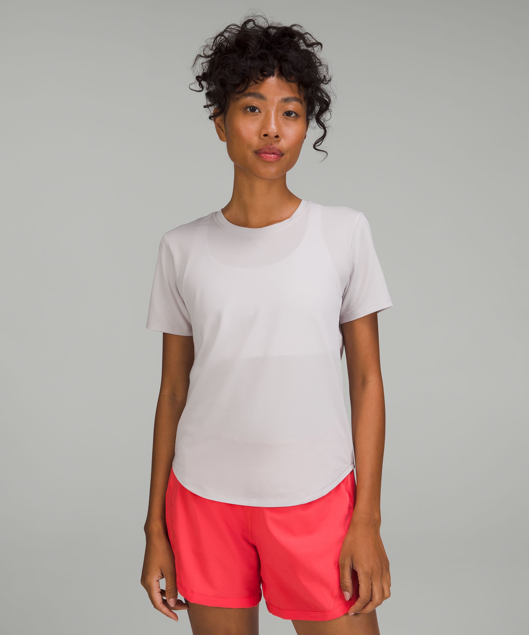 Lululemon High-neck Running And Training T-shirt In Chrome