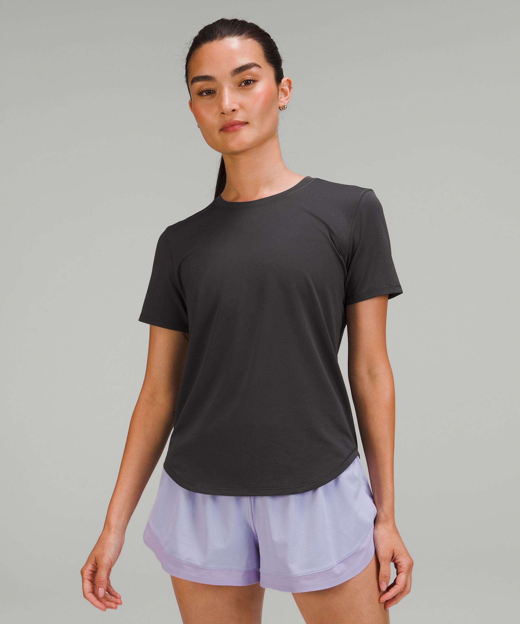 Lululemon High-neck Running And Training T-shirt In Graphite Grey