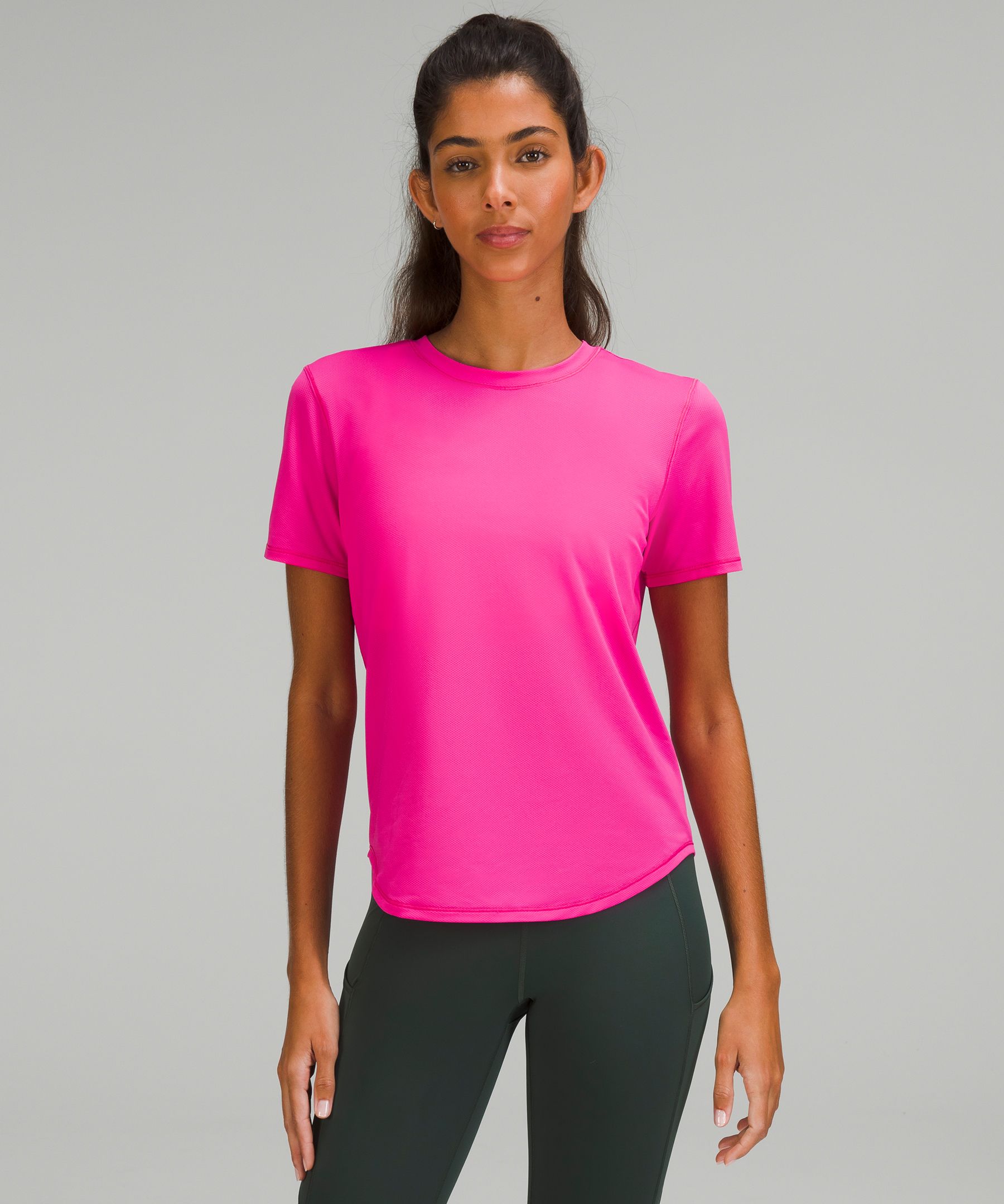 Lululemon High-neck Running And Training T-shirt In Sonic Pink