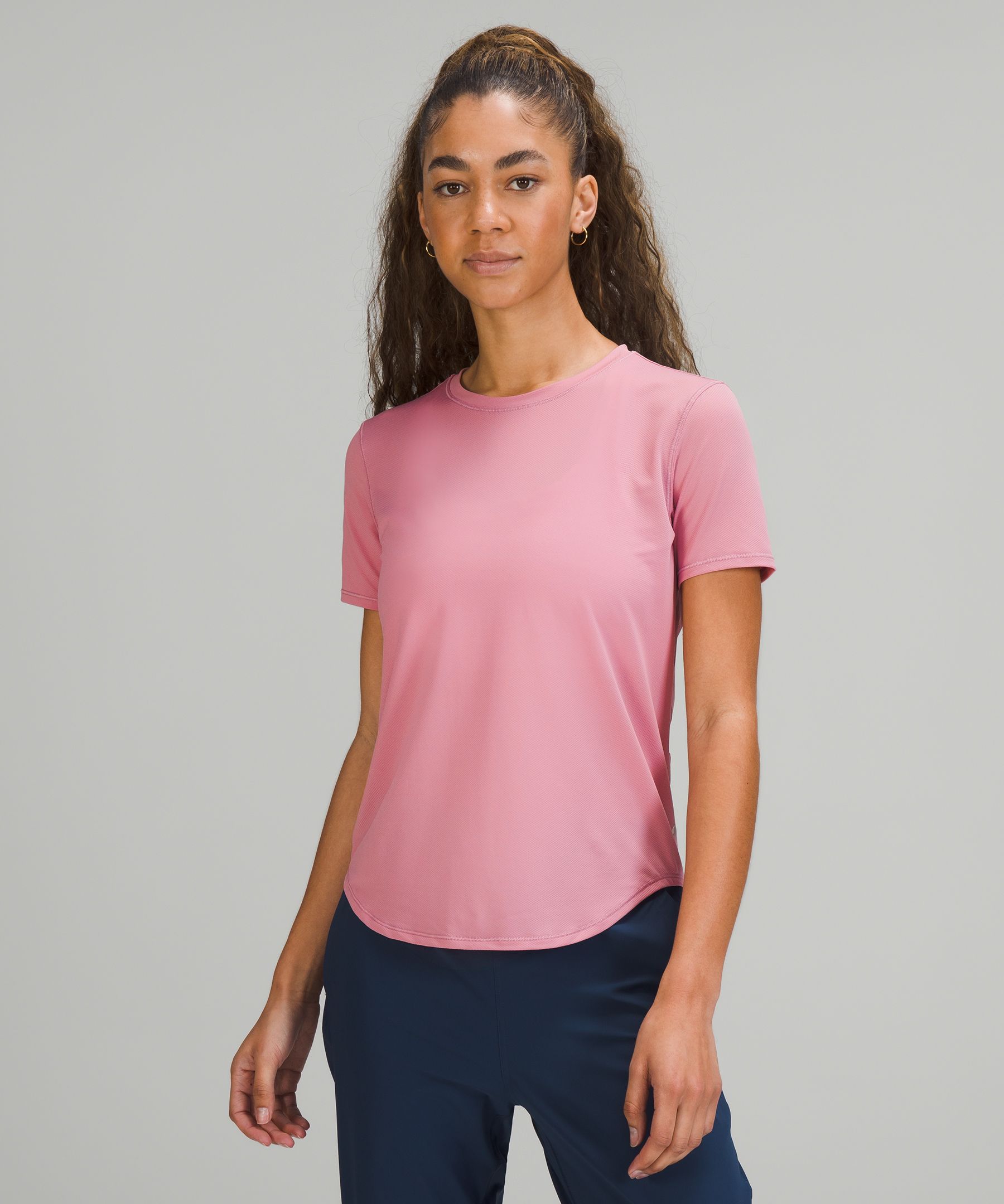 Lululemon High-neck Running And Training T-shirt In Pink