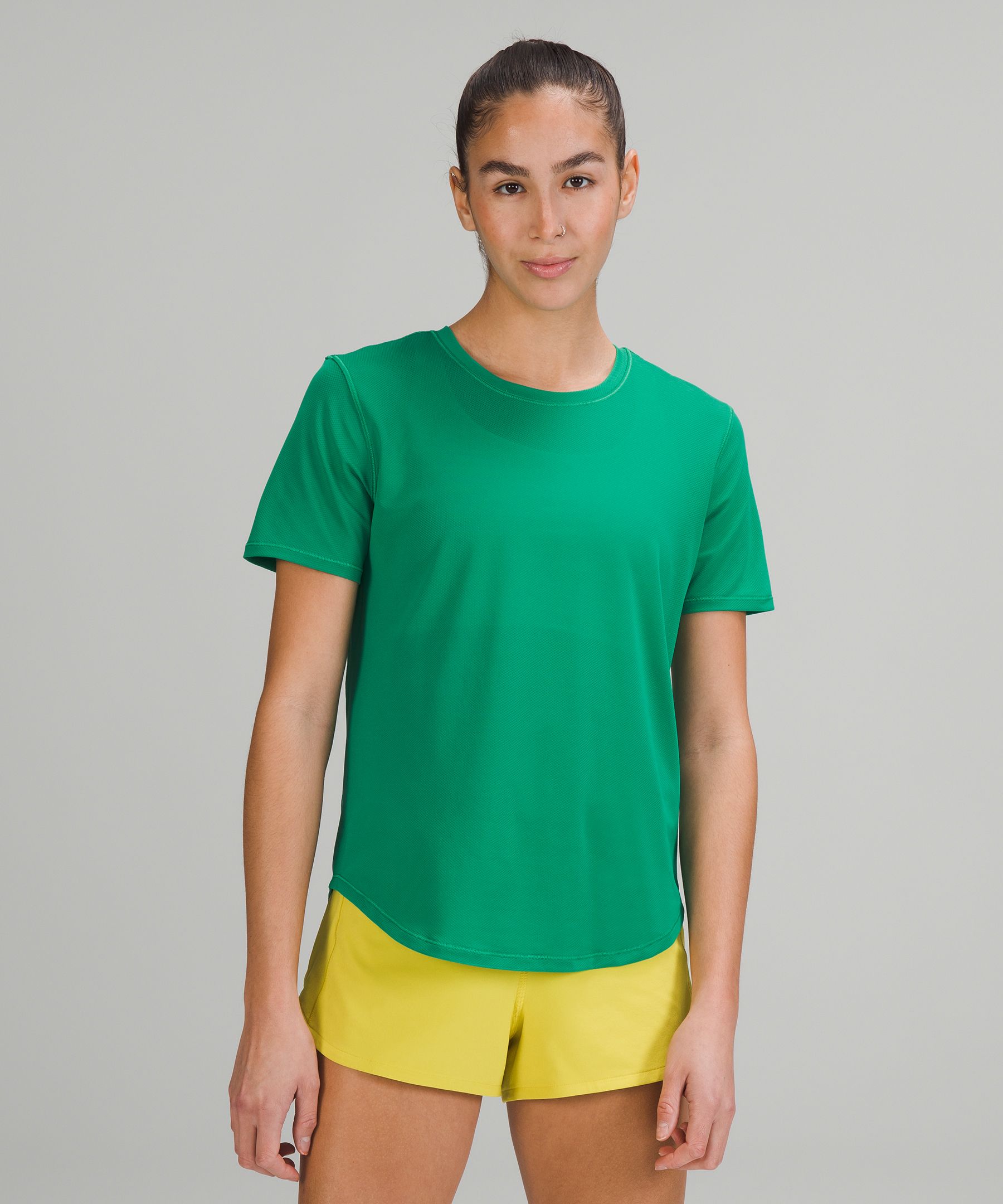 Lululemon High-neck Running And Training T-shirt In Green Twill