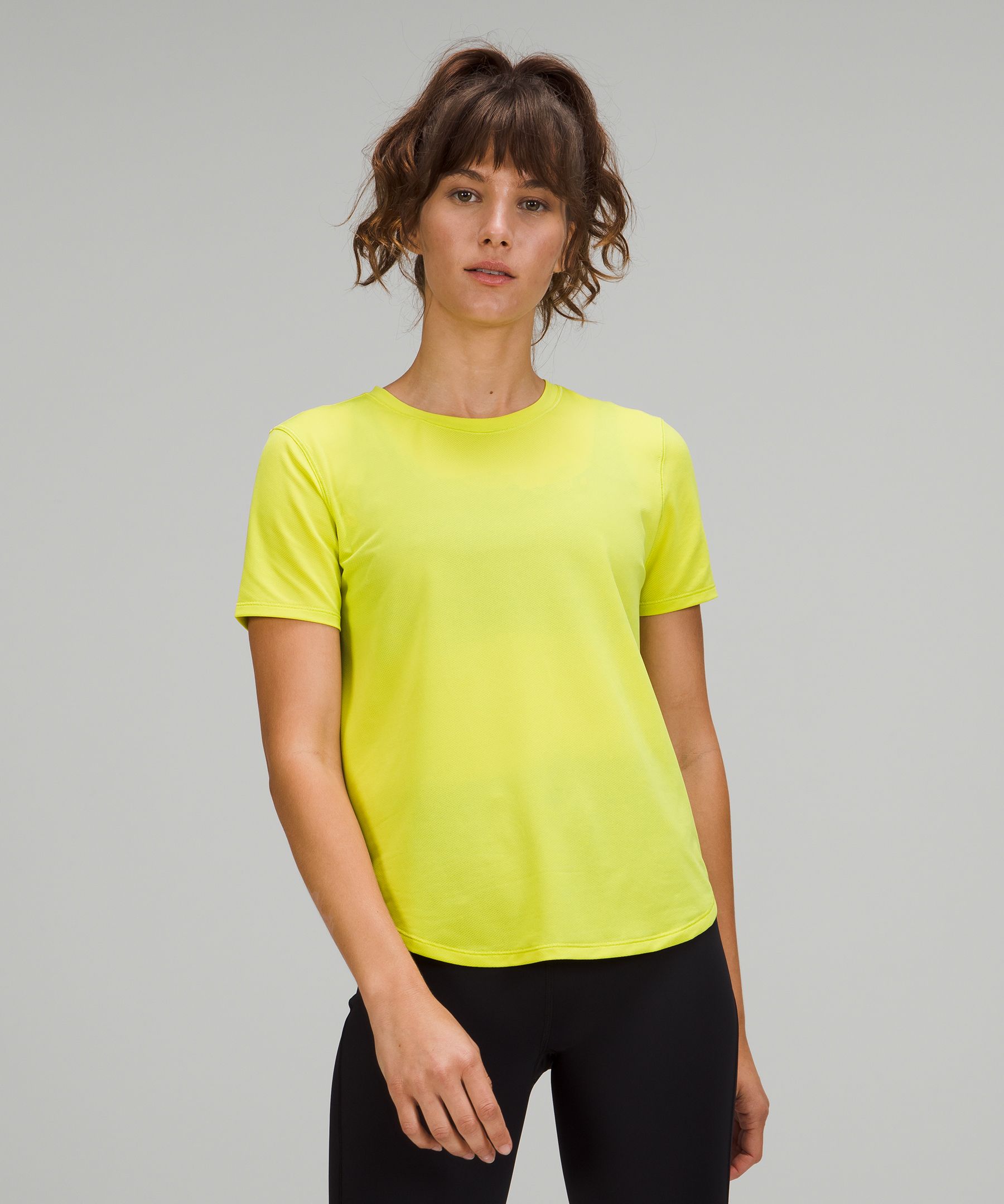 Lululemon High Neck Running And Training T-shirt In Yellow