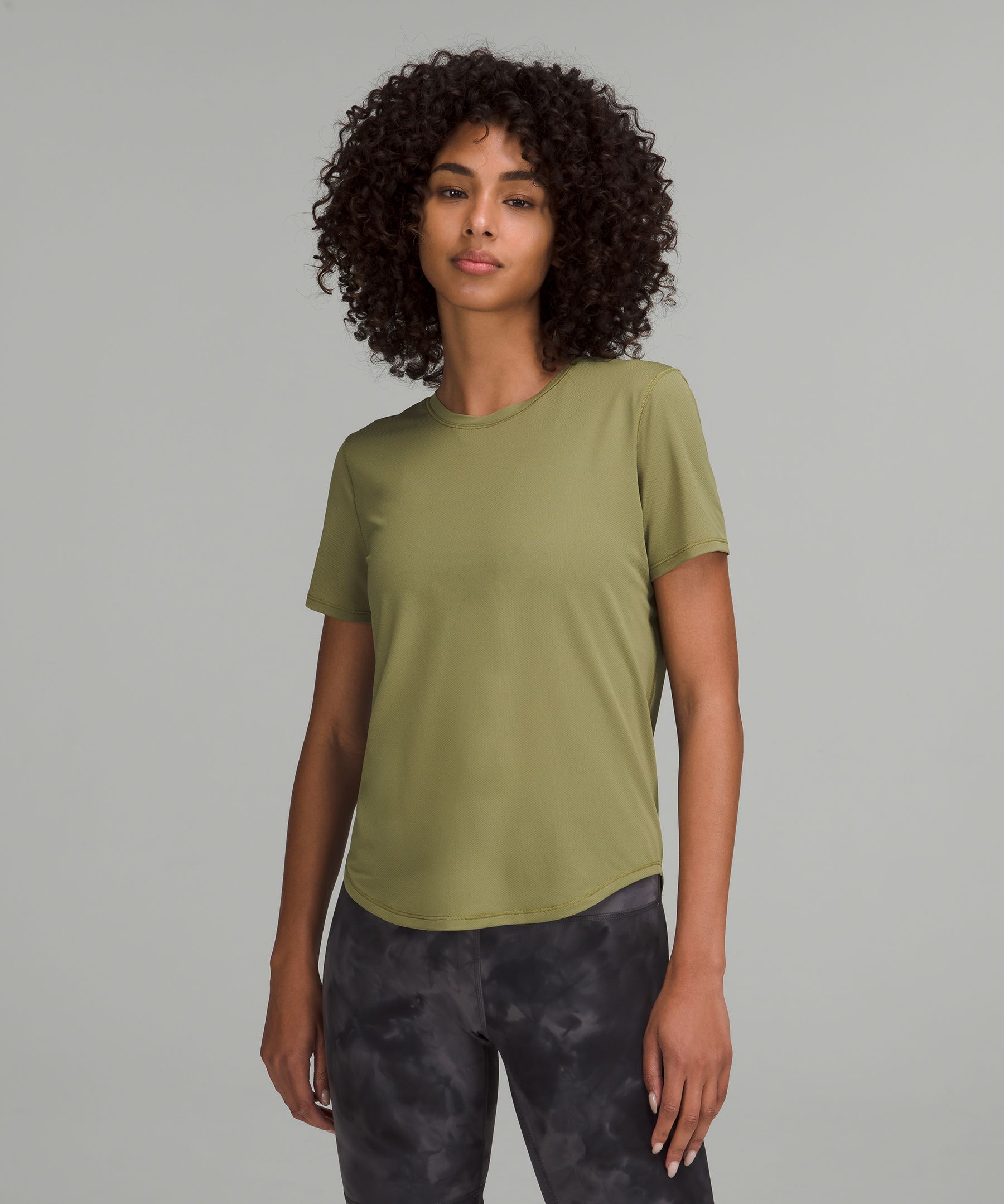 Lululemon High-neck Running And Training T-shirt In Bronze Green