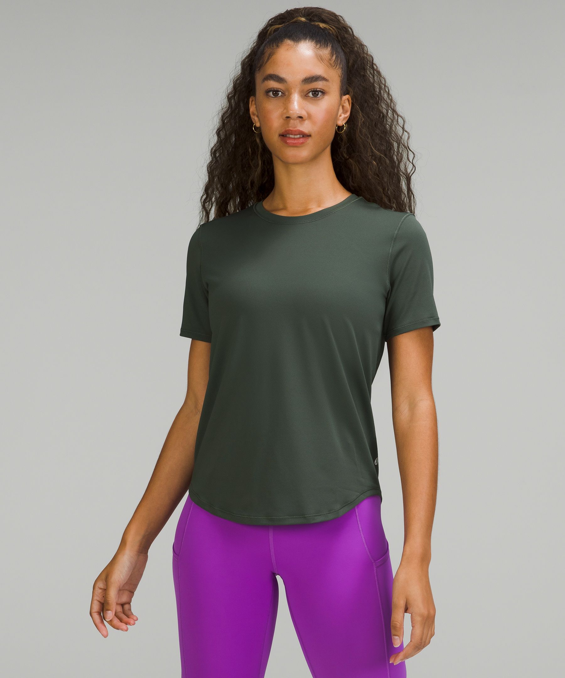 Lululemon High-neck Running And Training T-shirt In Green Twill