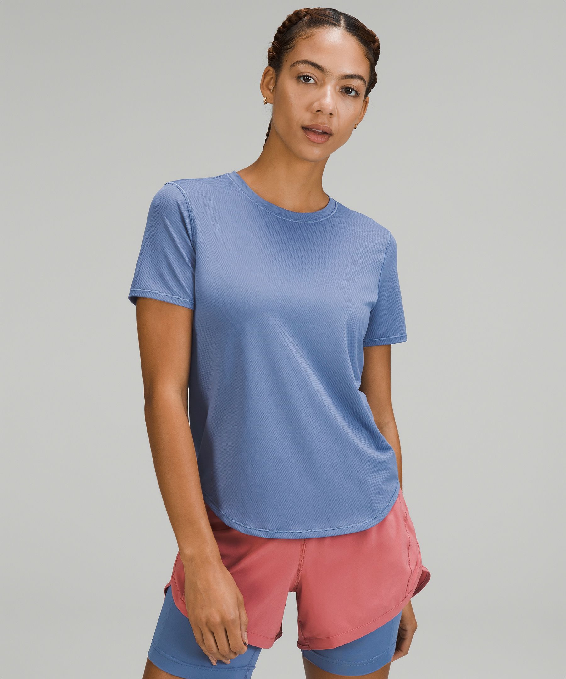 Lululemon High-neck Running And Training T-shirt In Water Drop