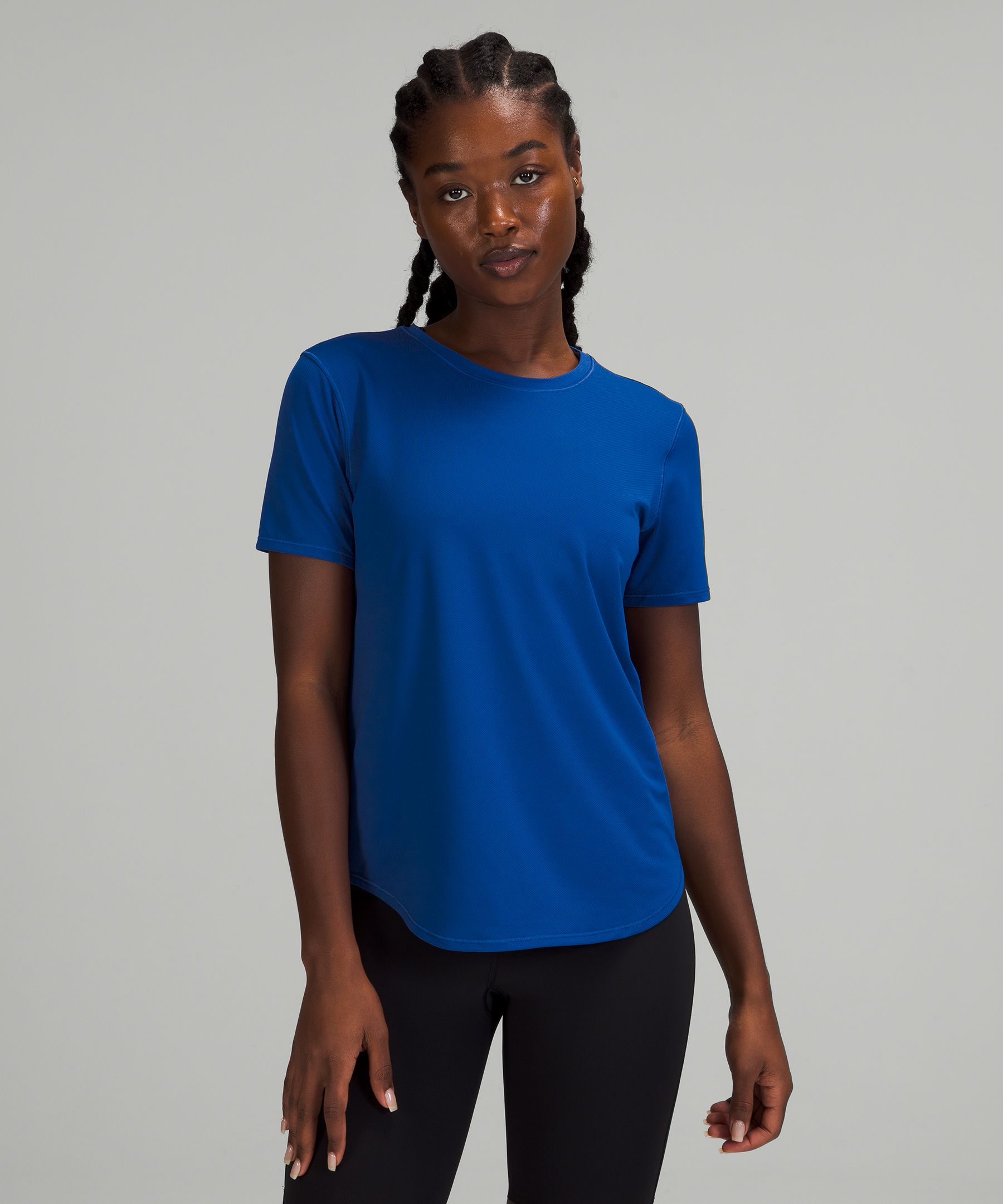 Lululemon High Neck Running And Training T-shirt In Blue