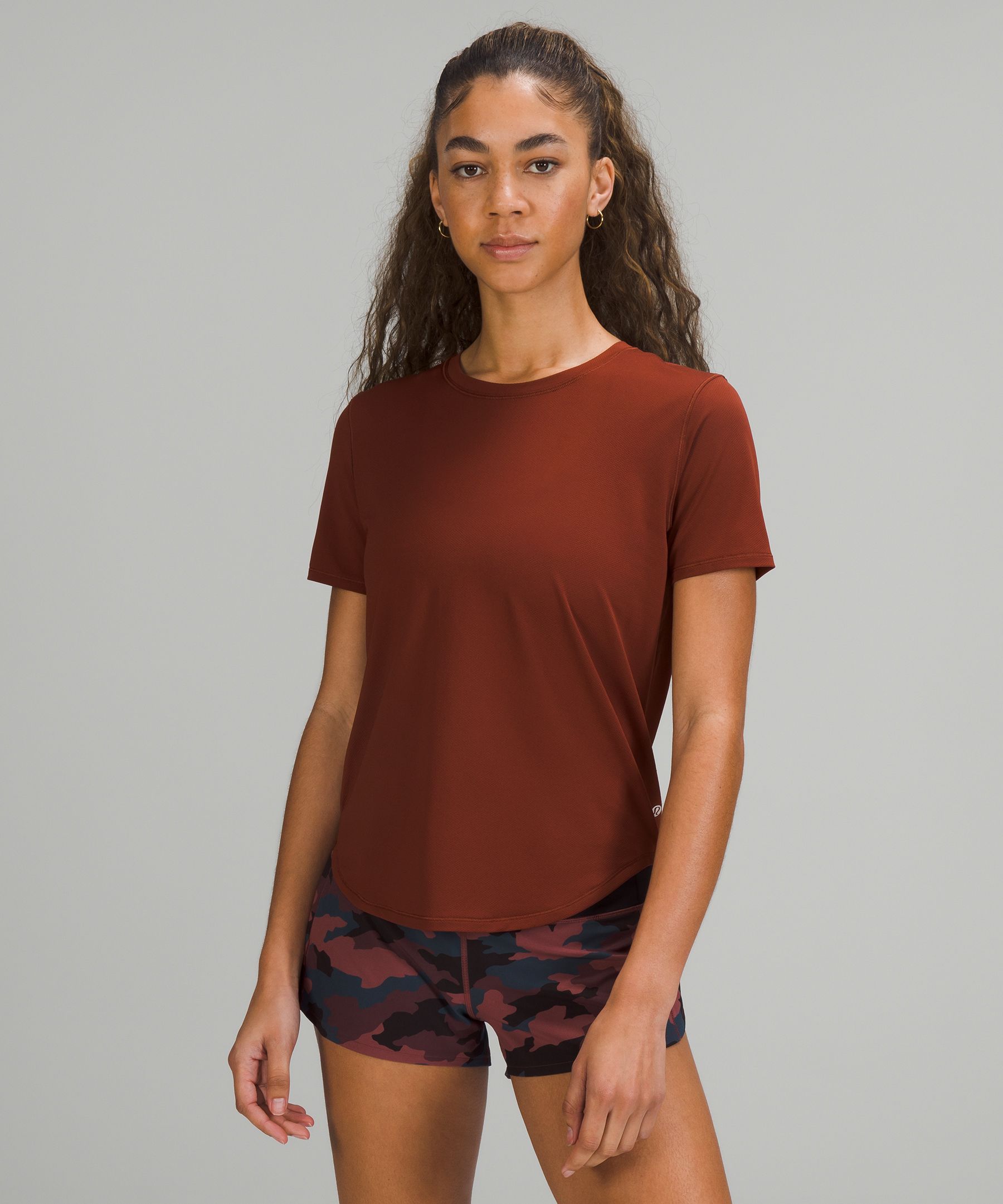 Lululemon High-neck Running And Training T-shirt In Brown