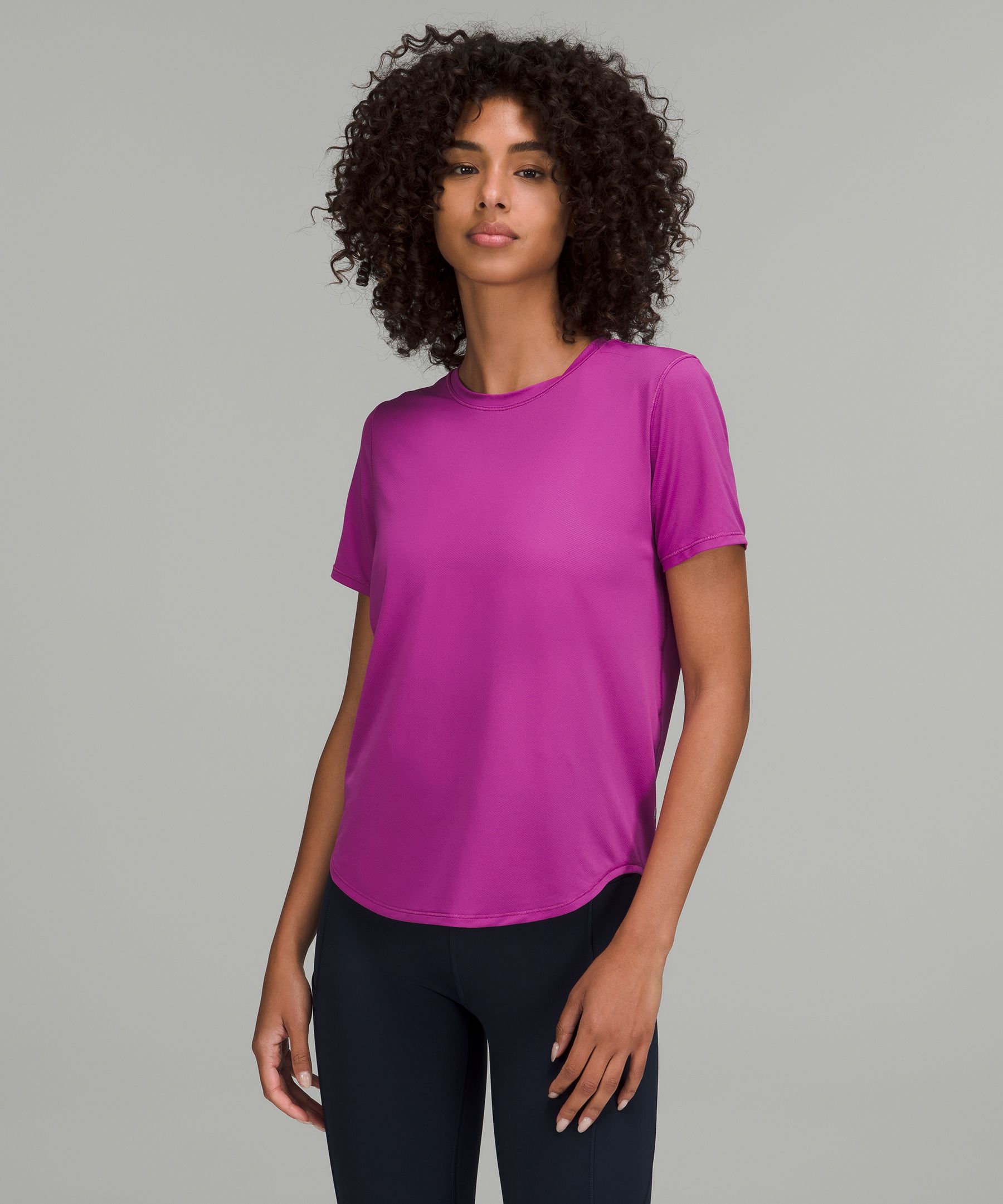 Lululemon High-neck Running And Training T-shirt In Vivid Plum