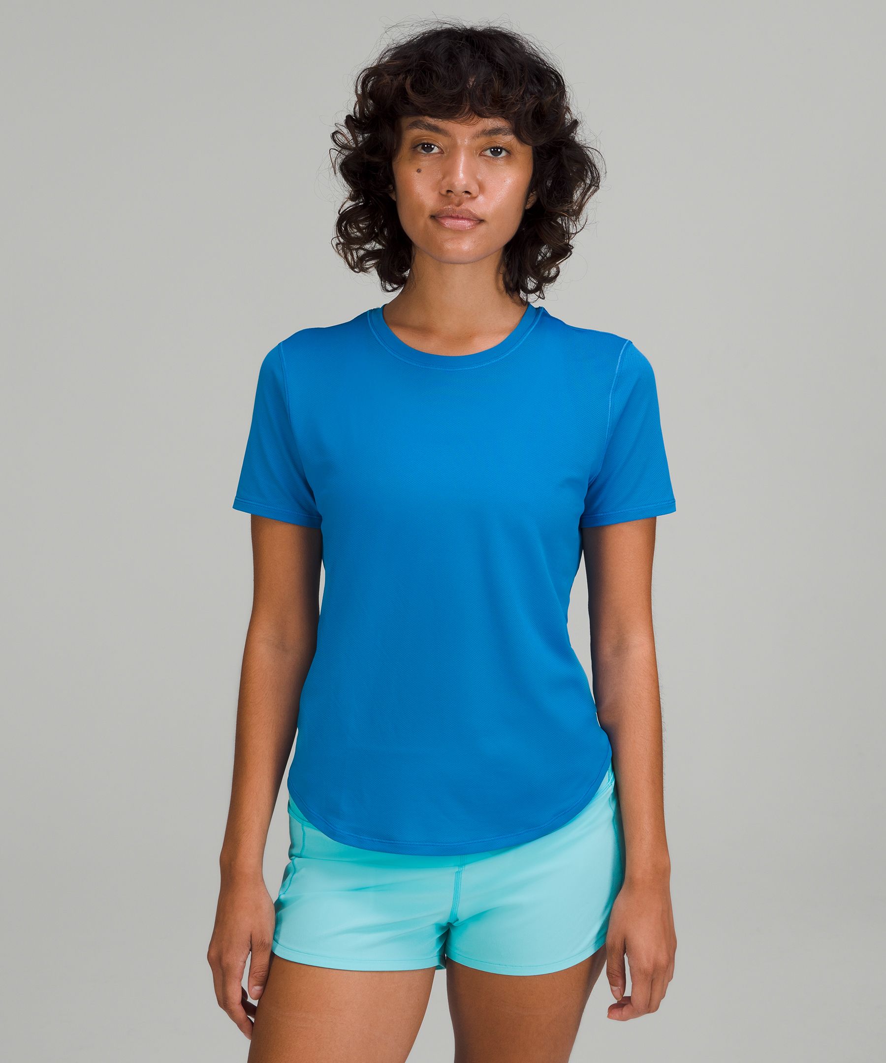 Lululemon High-neck Running And Training T-shirt In Poolside